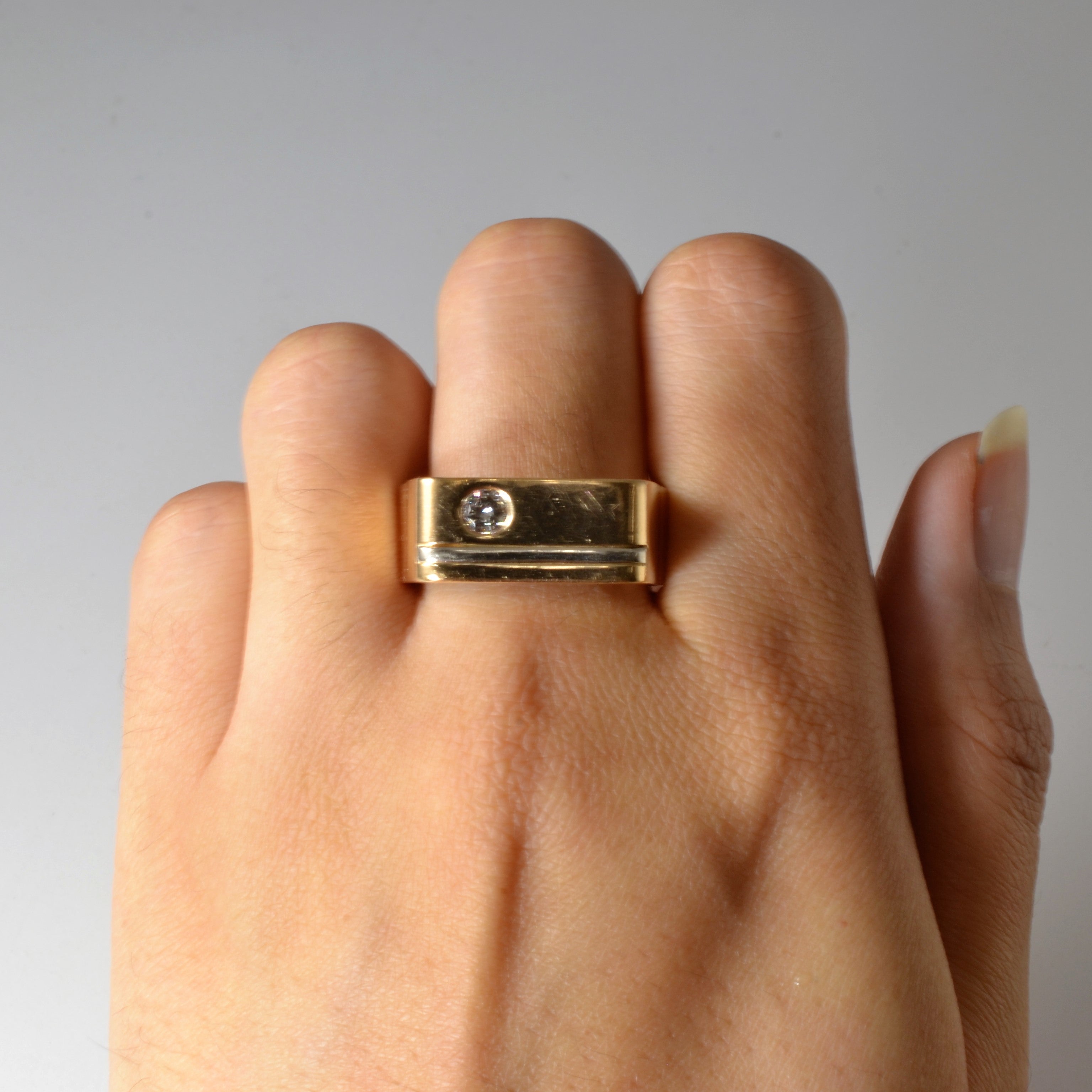 Flush Set Solitaire Diamond Bar Ring | 0.22ct | SZ 11.75 |