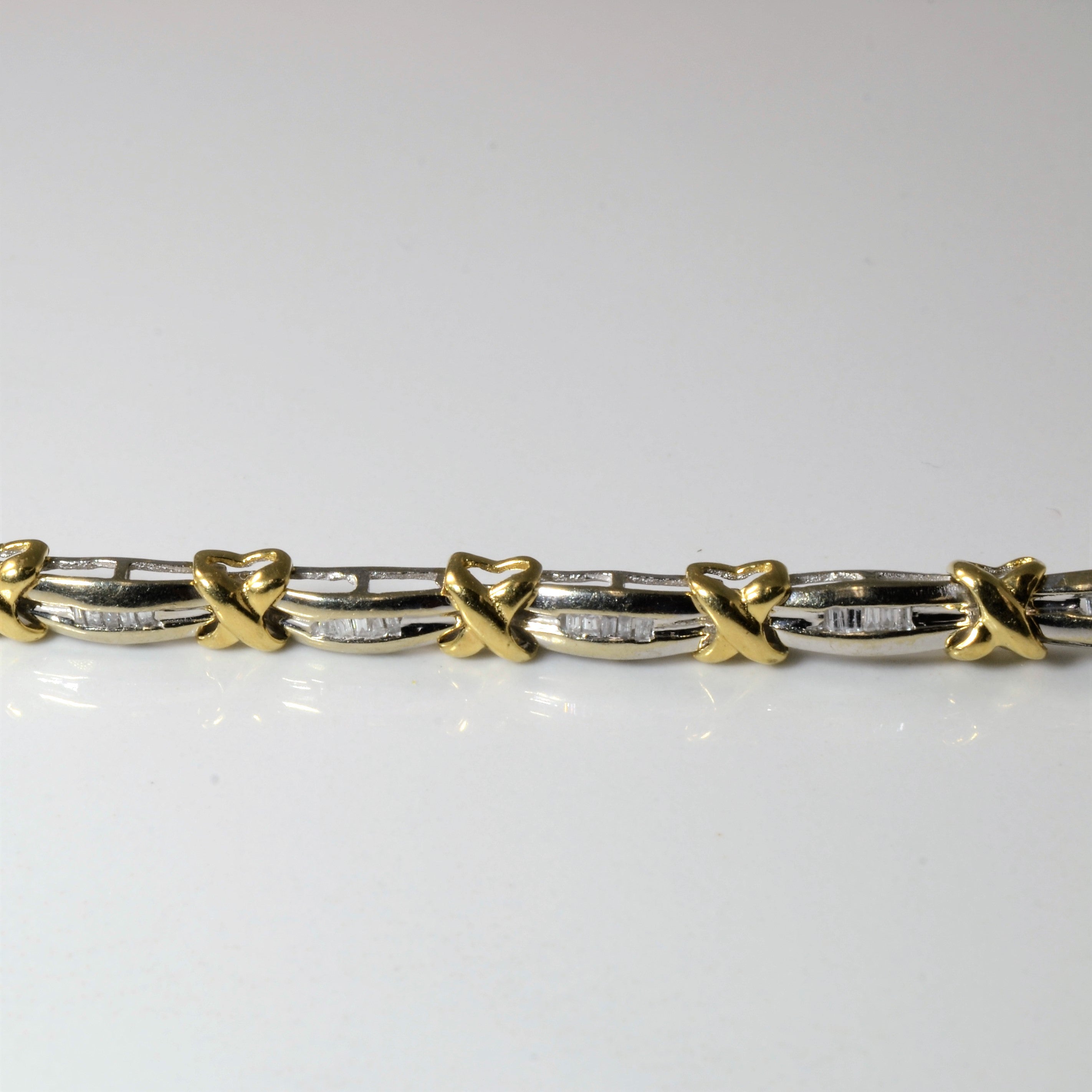 Two Tone Baguette Diamond Bracelet | 0.18ctw | 6.5" |