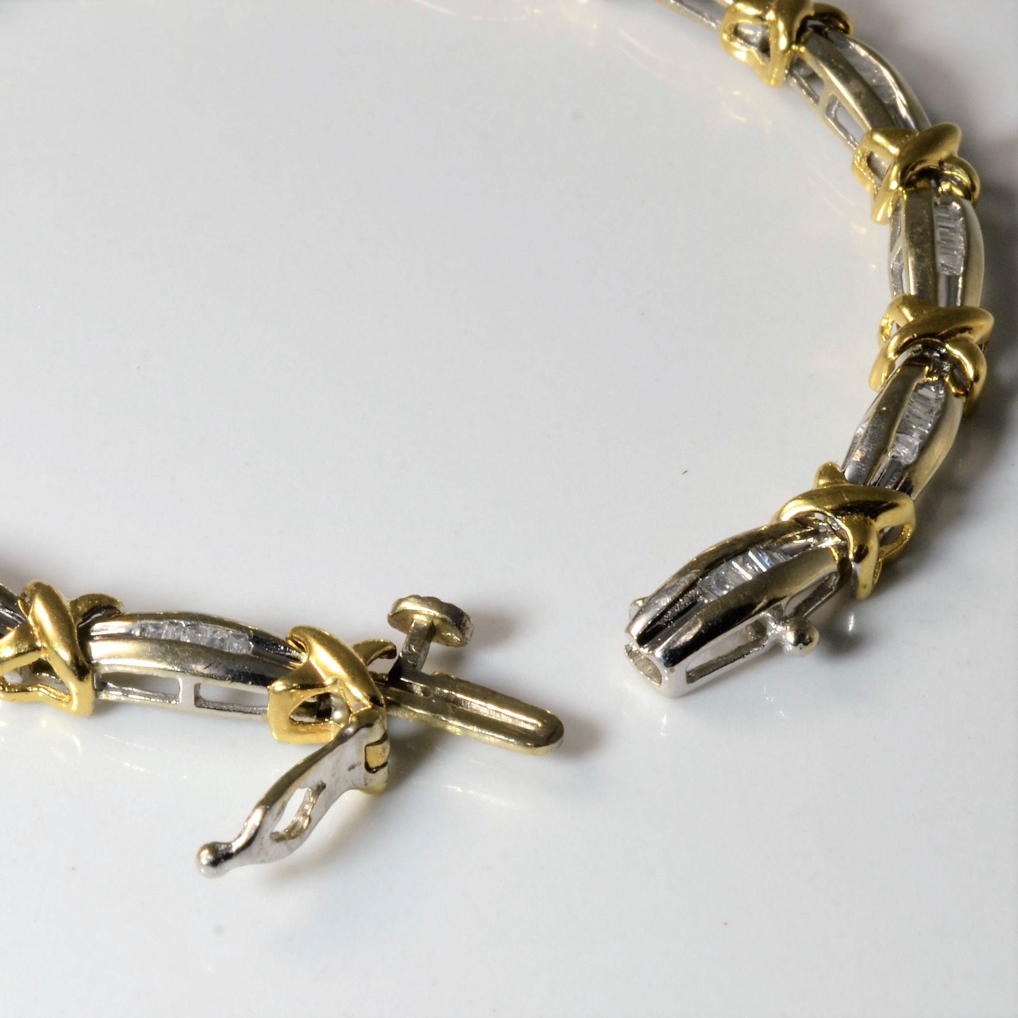 Two Tone Baguette Diamond Bracelet | 0.18ctw | 6.5" |