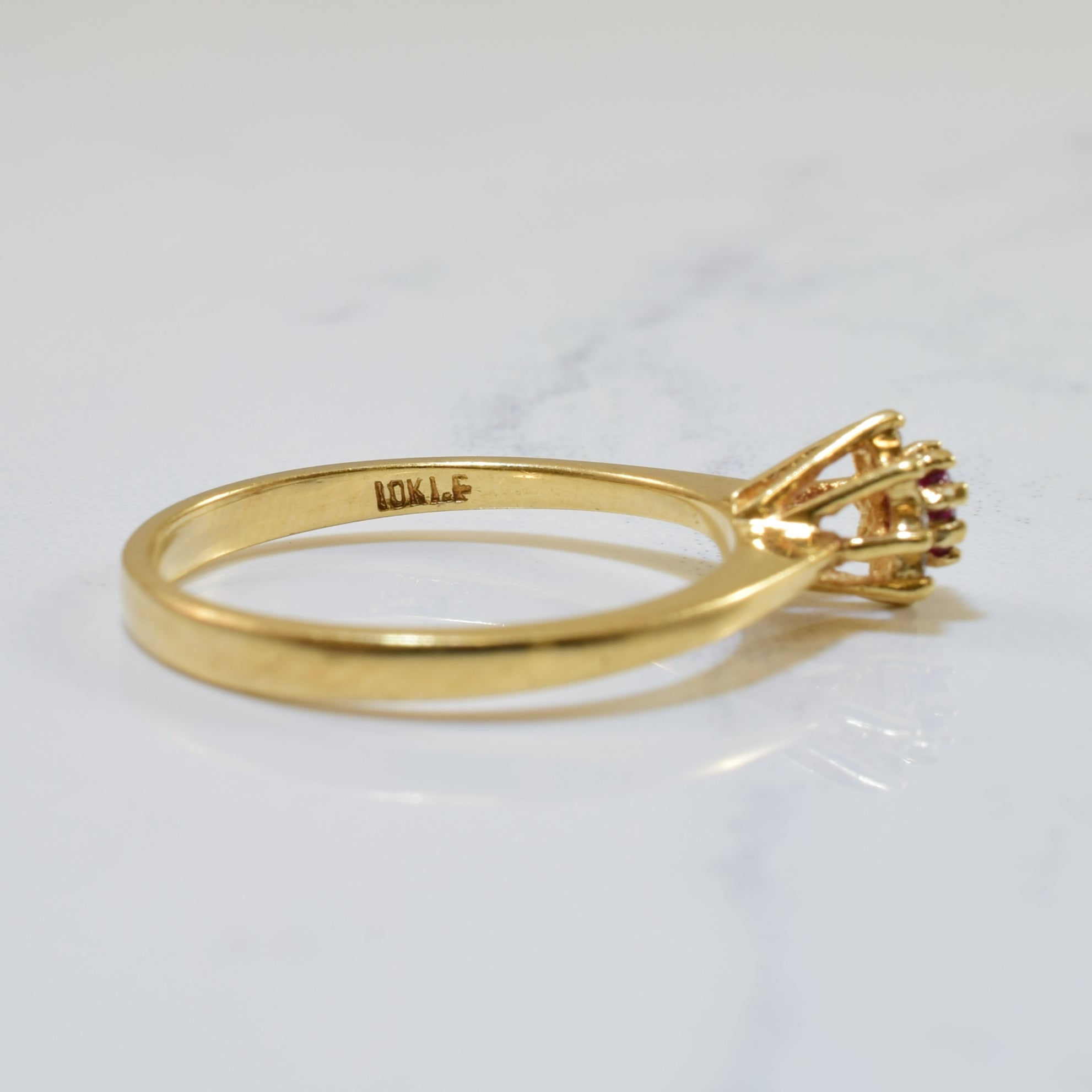 Ruby & Diamond Halo Ring | 0.12ct, 0.05ctw | SZ 6 |