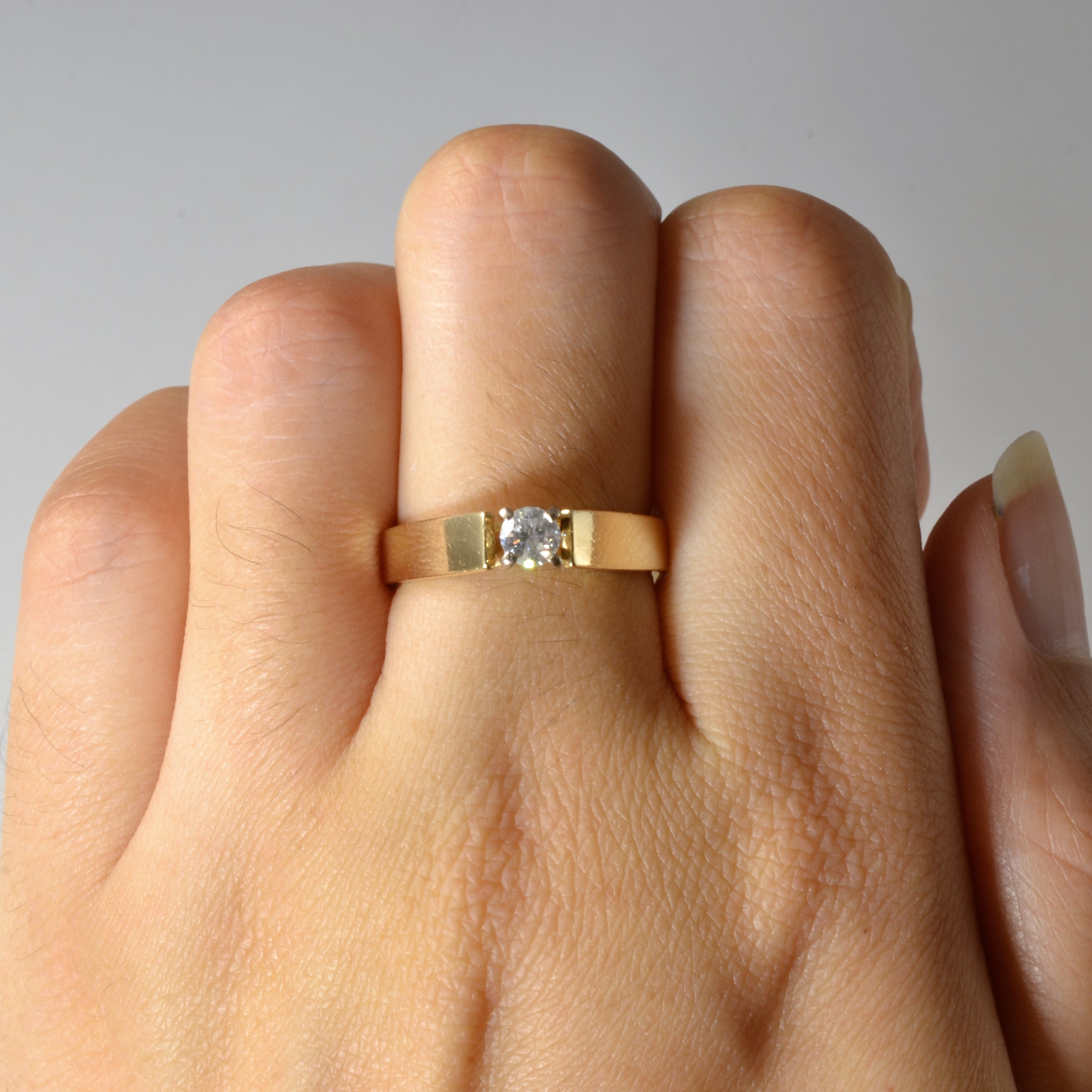 Solitaire Diamond Yellow Gold Ring | 0.20ct | SZ 7 |