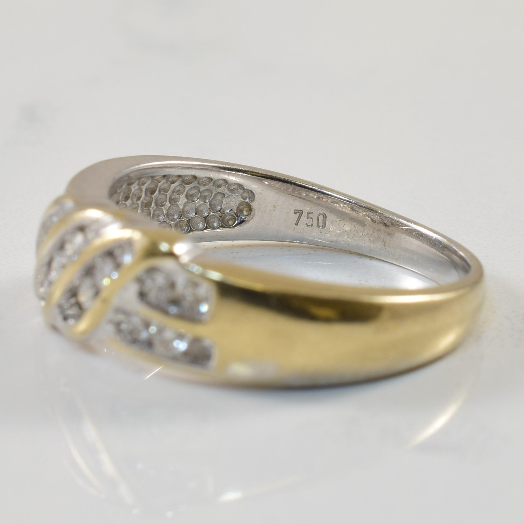 Channel Set Diamond Cross Over Ring | 0.35ctw | SZ 6.5 |