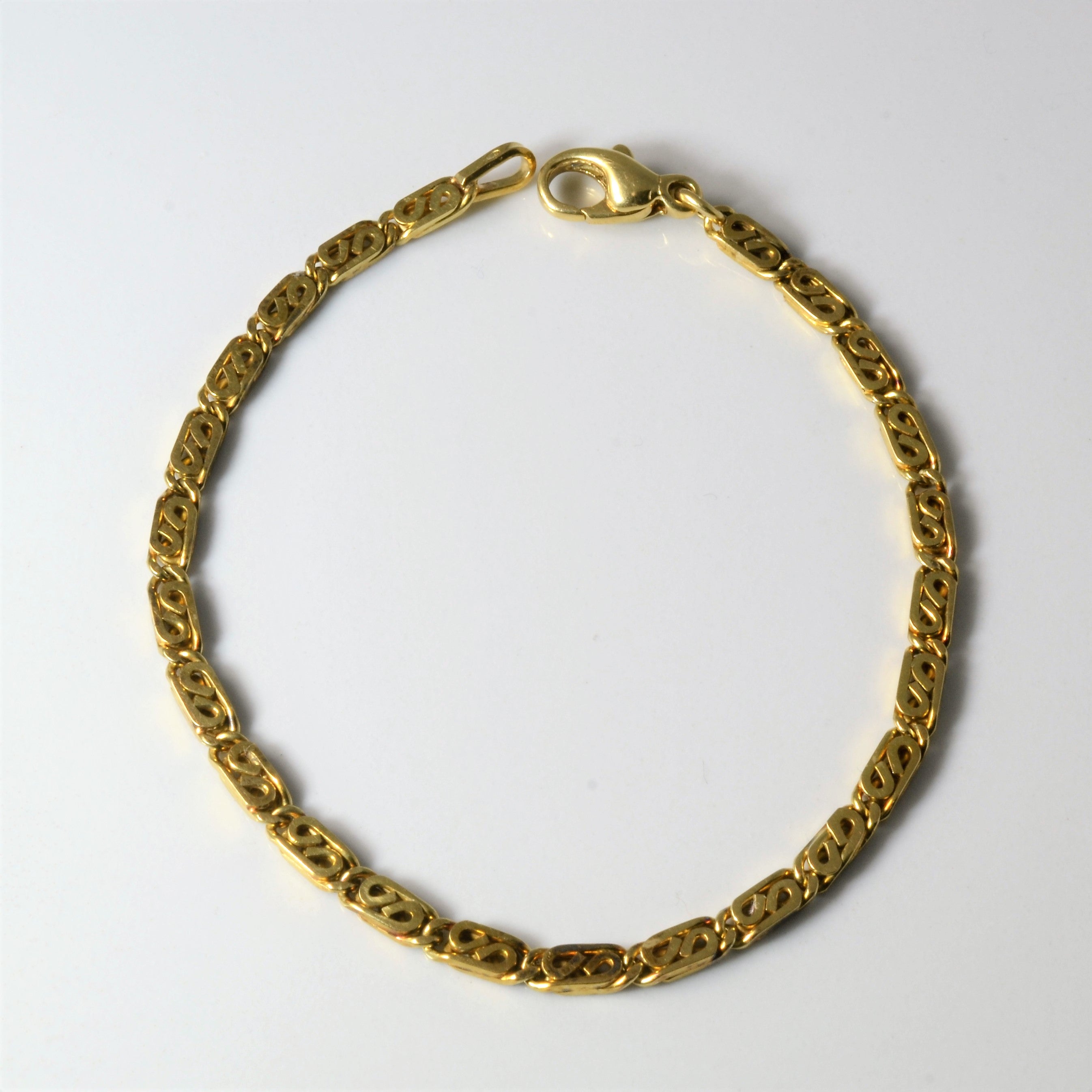 14k Yellow Gold Swirl Pattern Chain Bracelet | 7"|