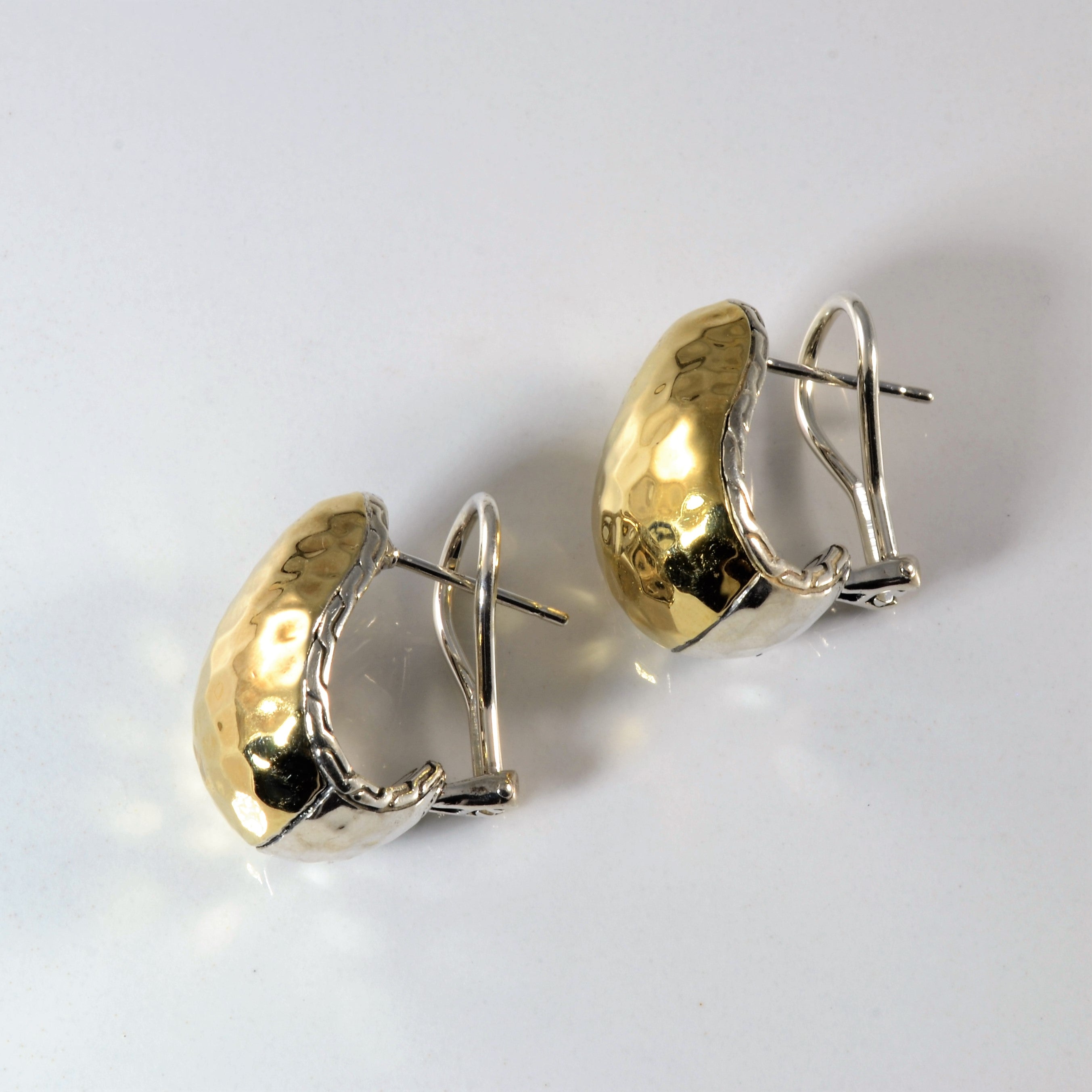 Mixed Metal Hammered Drop Earrings |