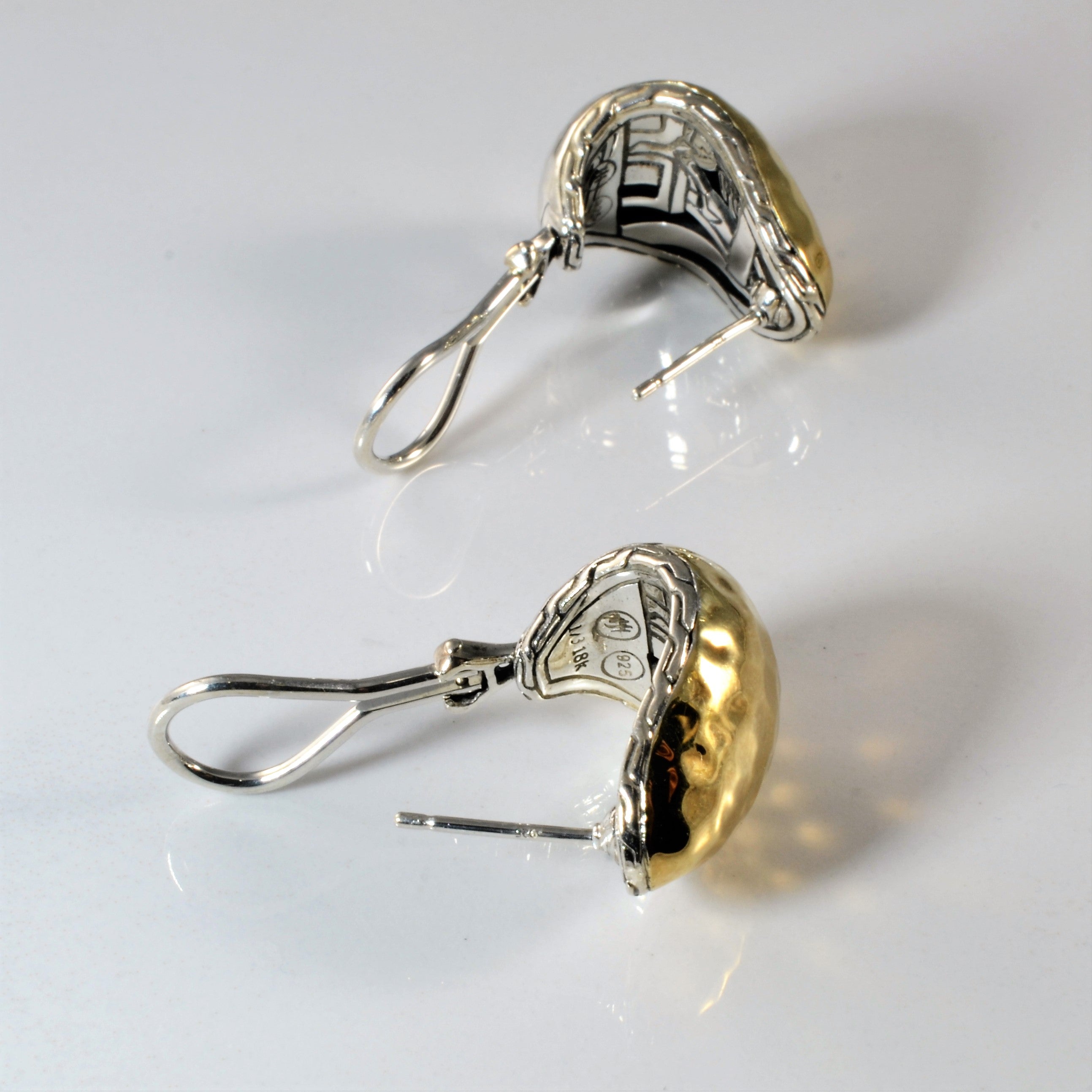 Mixed Metal Hammered Drop Earrings |