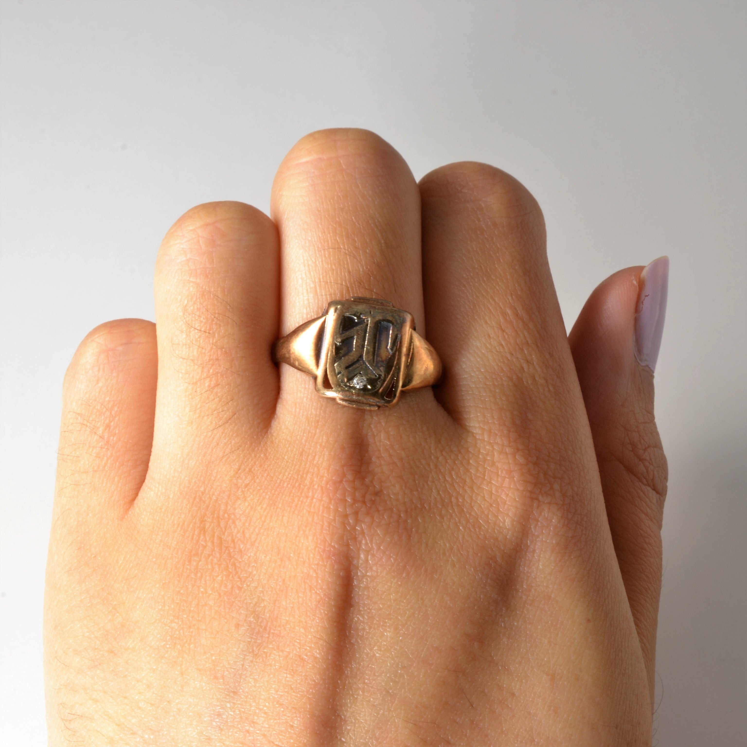 Early 1900s Diamond Signet Ring | 0.02ct | SZ 9.5 |