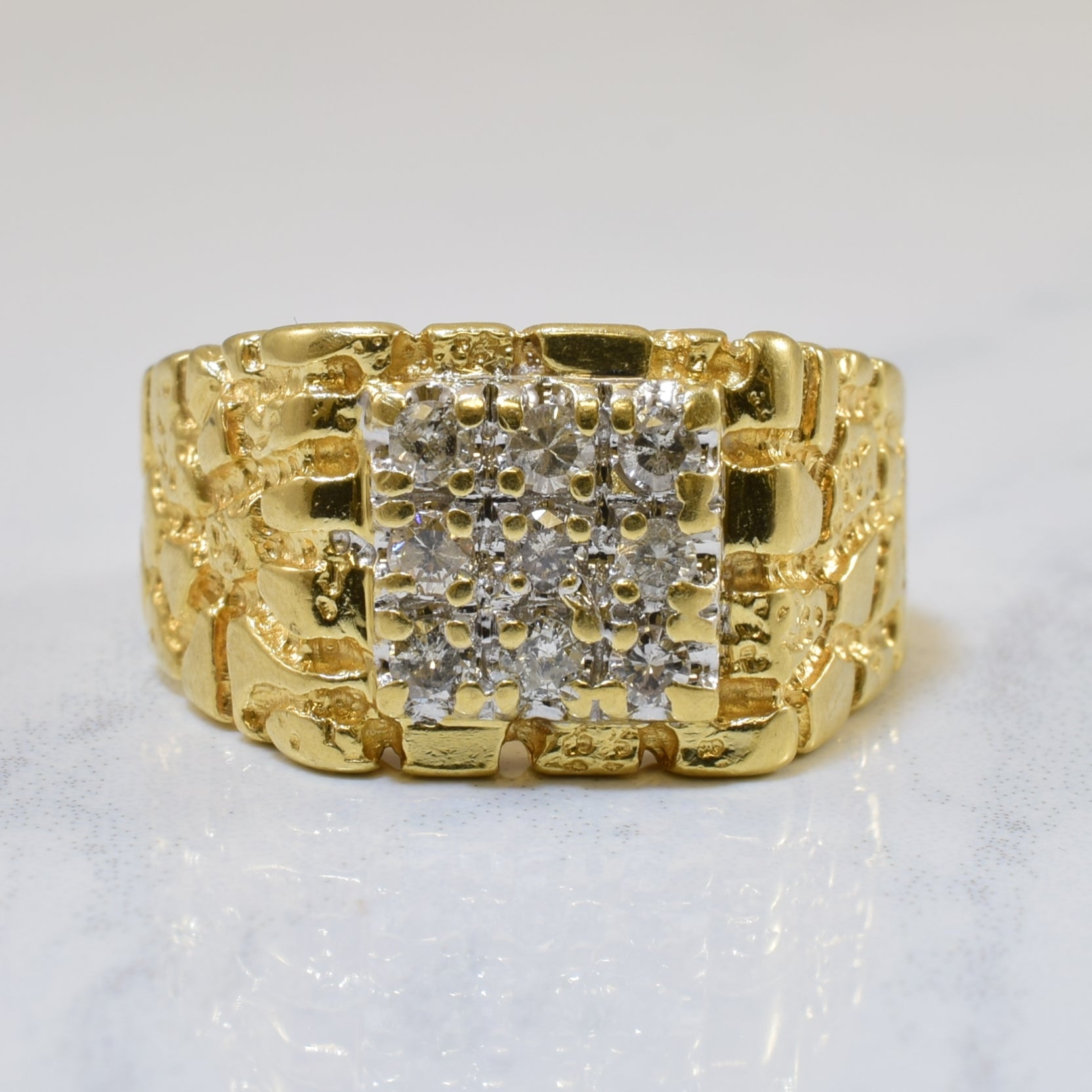 Diamond Grid Textured Ring | 0.36ctw | SZ 10 |