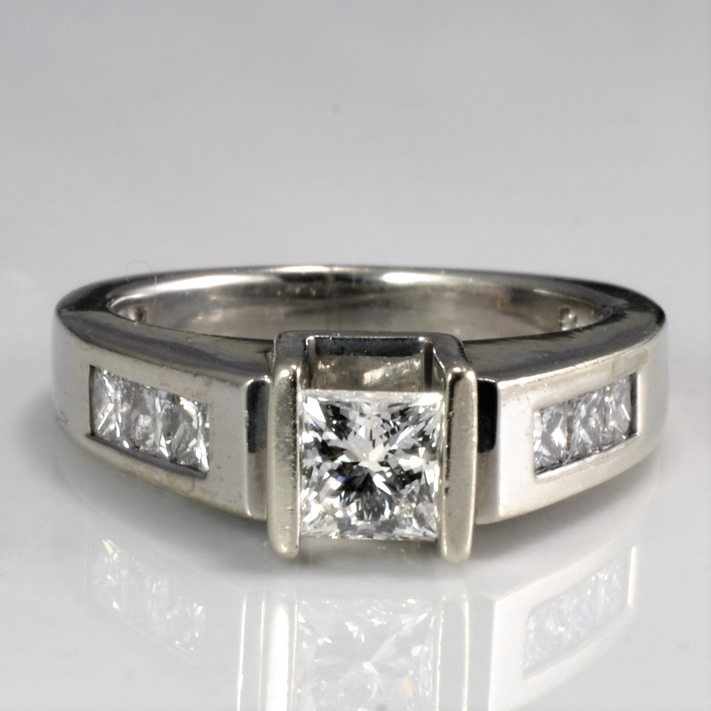 Semi Bezel Set Diamond Engagement Ring | 0.91 ctw, SZ 4.75 |