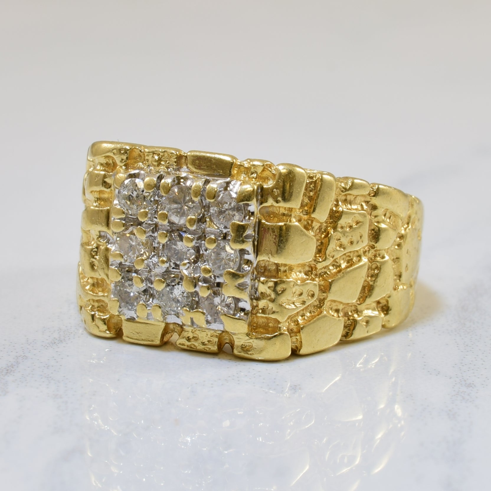 Diamond Grid Textured Ring | 0.36ctw | SZ 10 |
