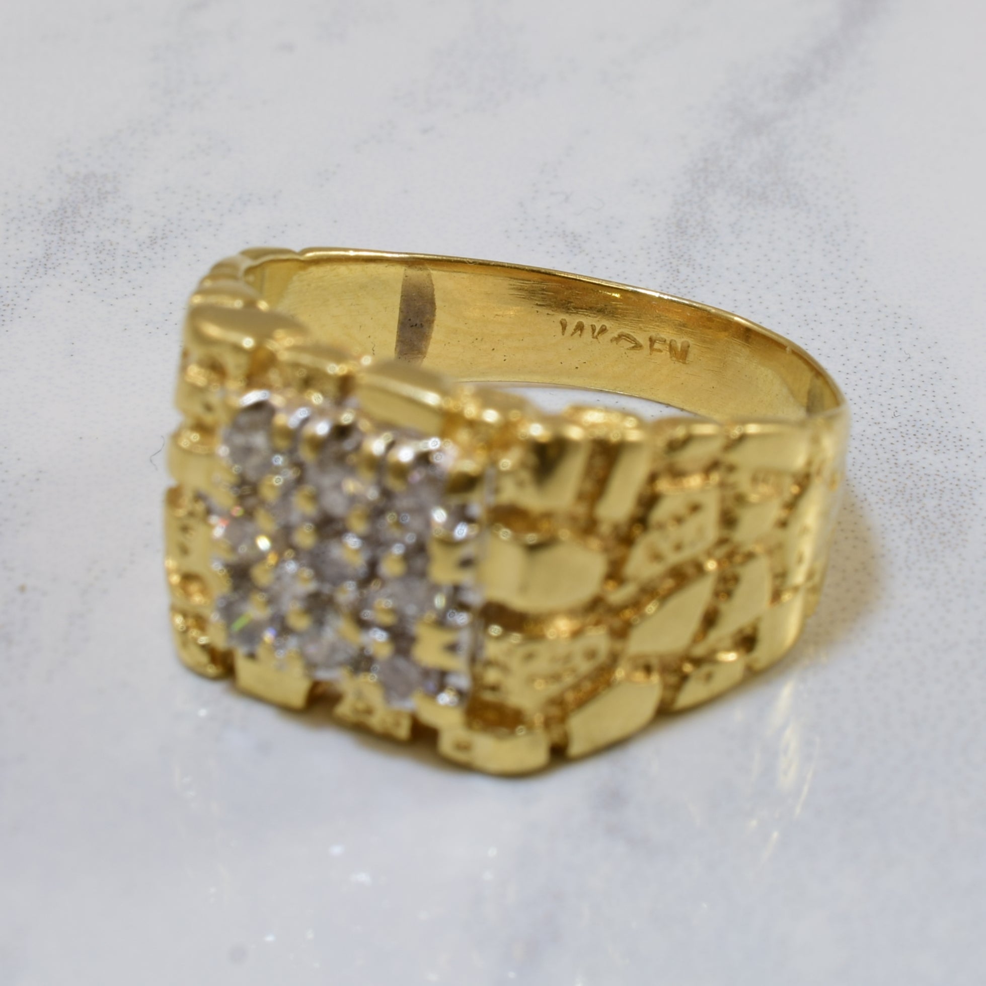 Diamond Grid Textured Ring | 0.36ctw | SZ 10 |