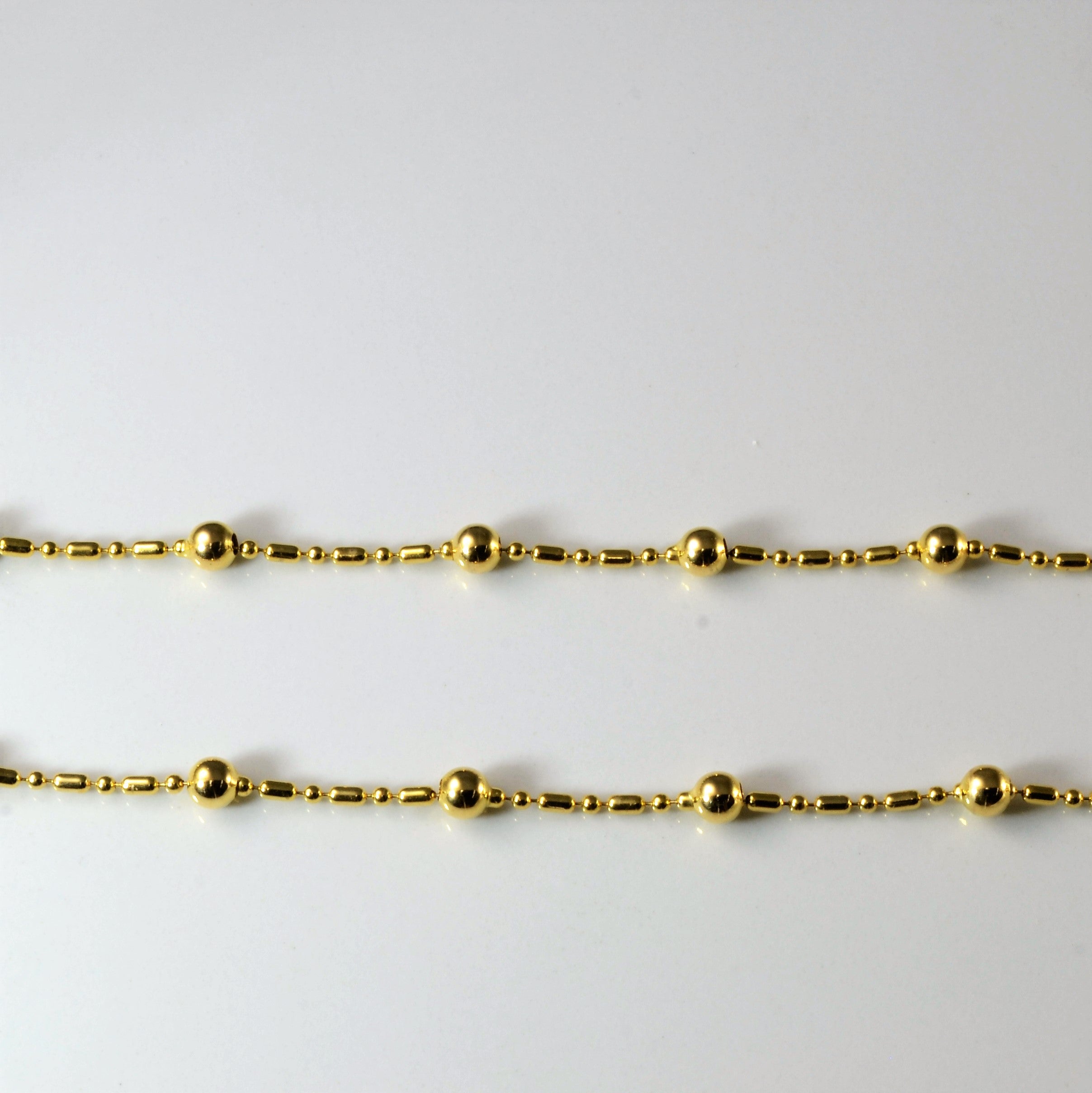 Yellow Gold Beaded Chain & Bracelet Set | 18" | 7" |
