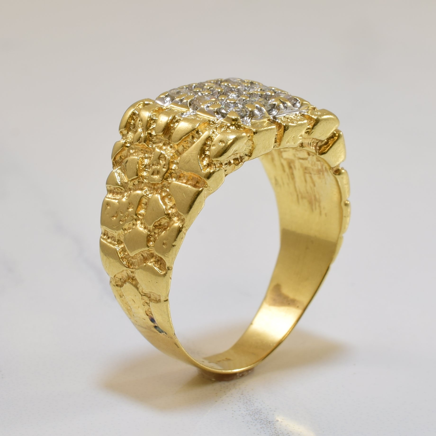 Diamond Grid Textured Ring | 0.36ctw | SZ 10 |