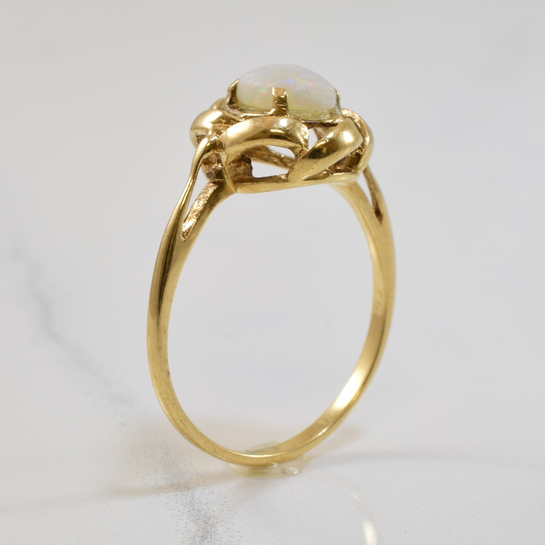 Gold Halo Opal Solitaire Ring | 0.60ct | SZ 6.5 |