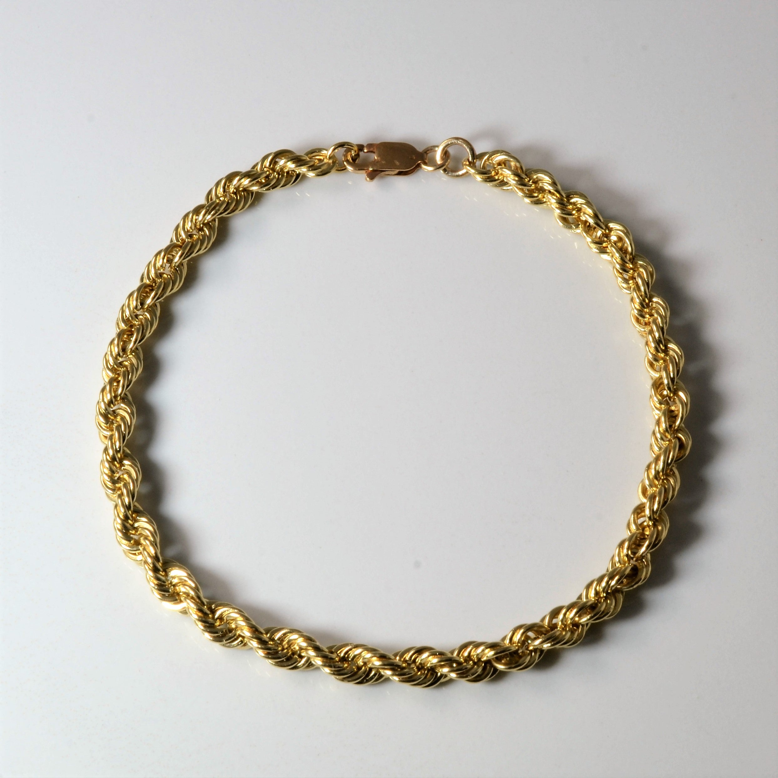 10k Yellow Gold Rope Chain Bracelet | 8" |