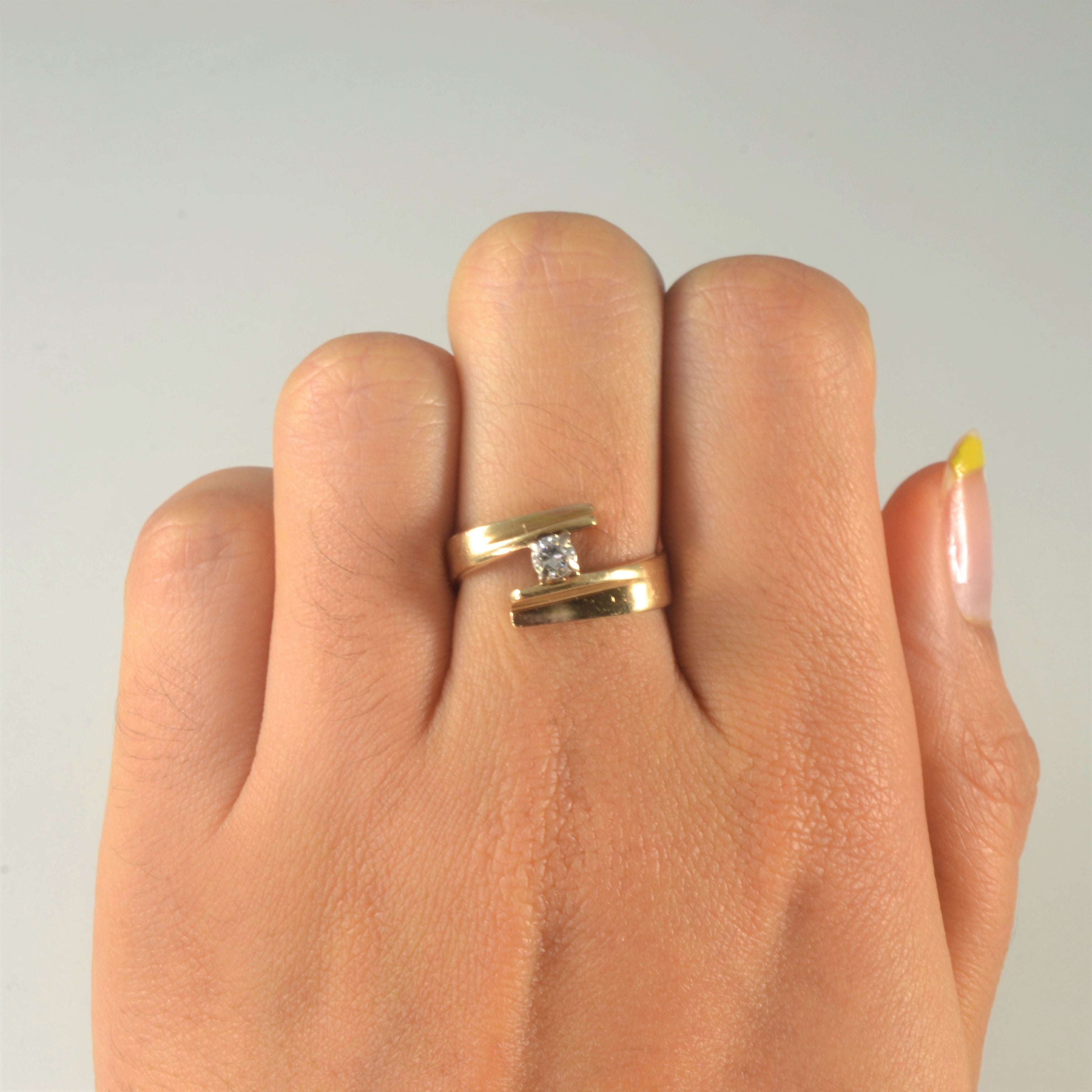 Old European Diamond Bypass Ring | 0.17ct | SZ 6 |