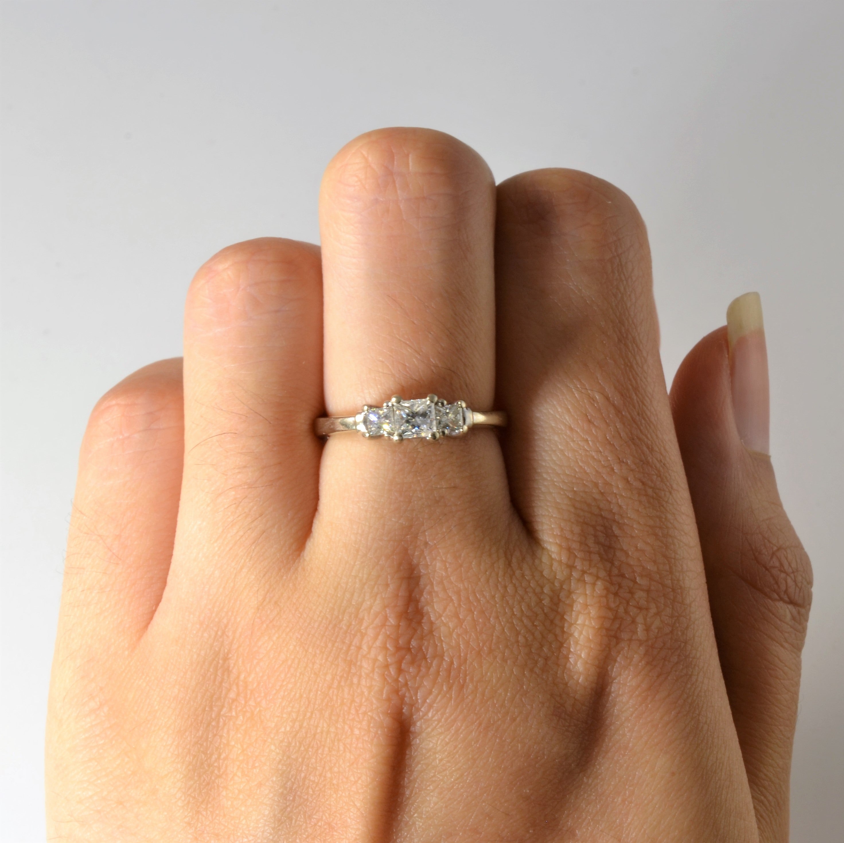 Three Stone Princess Diamond Ring | 0.64ctw | SZ 5.5 |