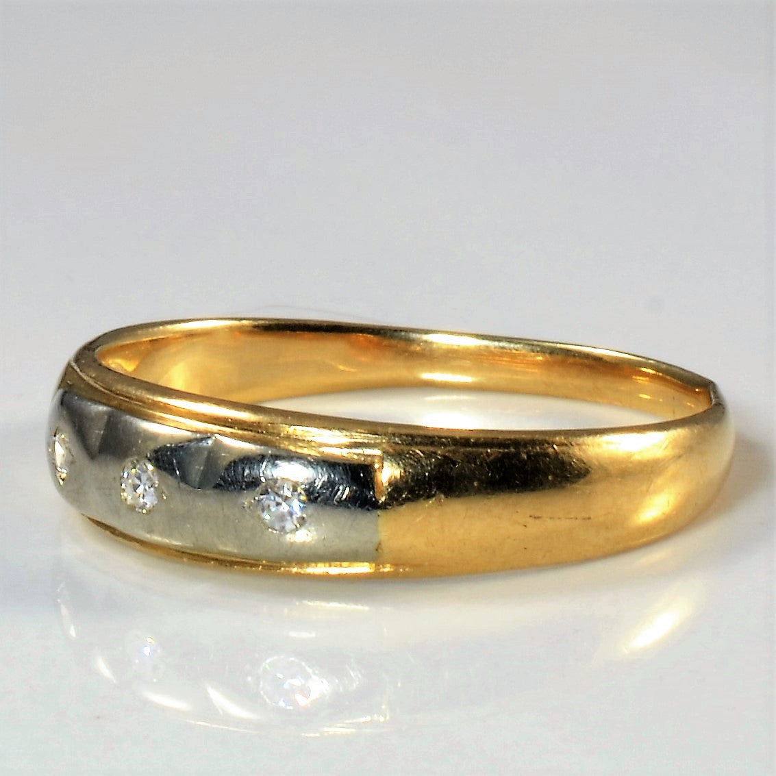 Flush Set Three Stone Diamond Band | 0.06ctw | SZ 11 |