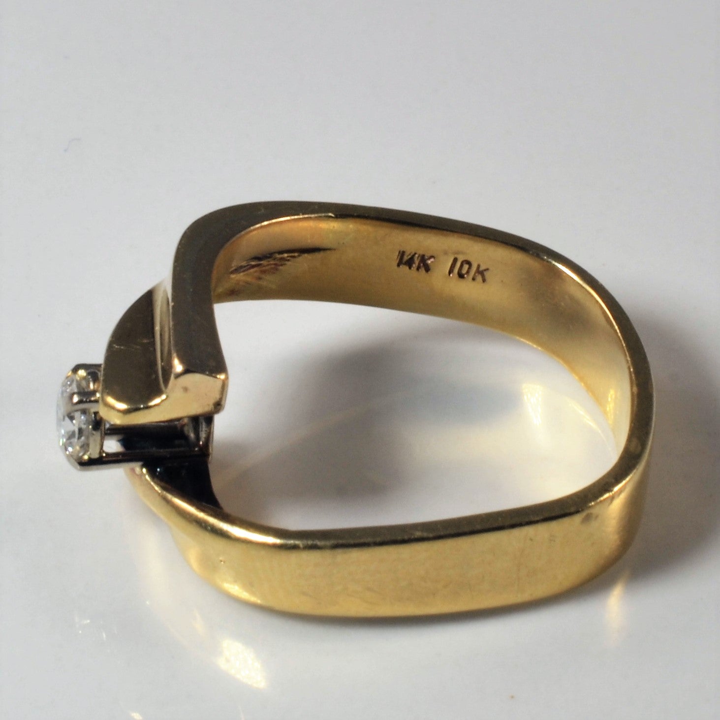 Old European Diamond Bypass Ring | 0.17ct | SZ 6 |