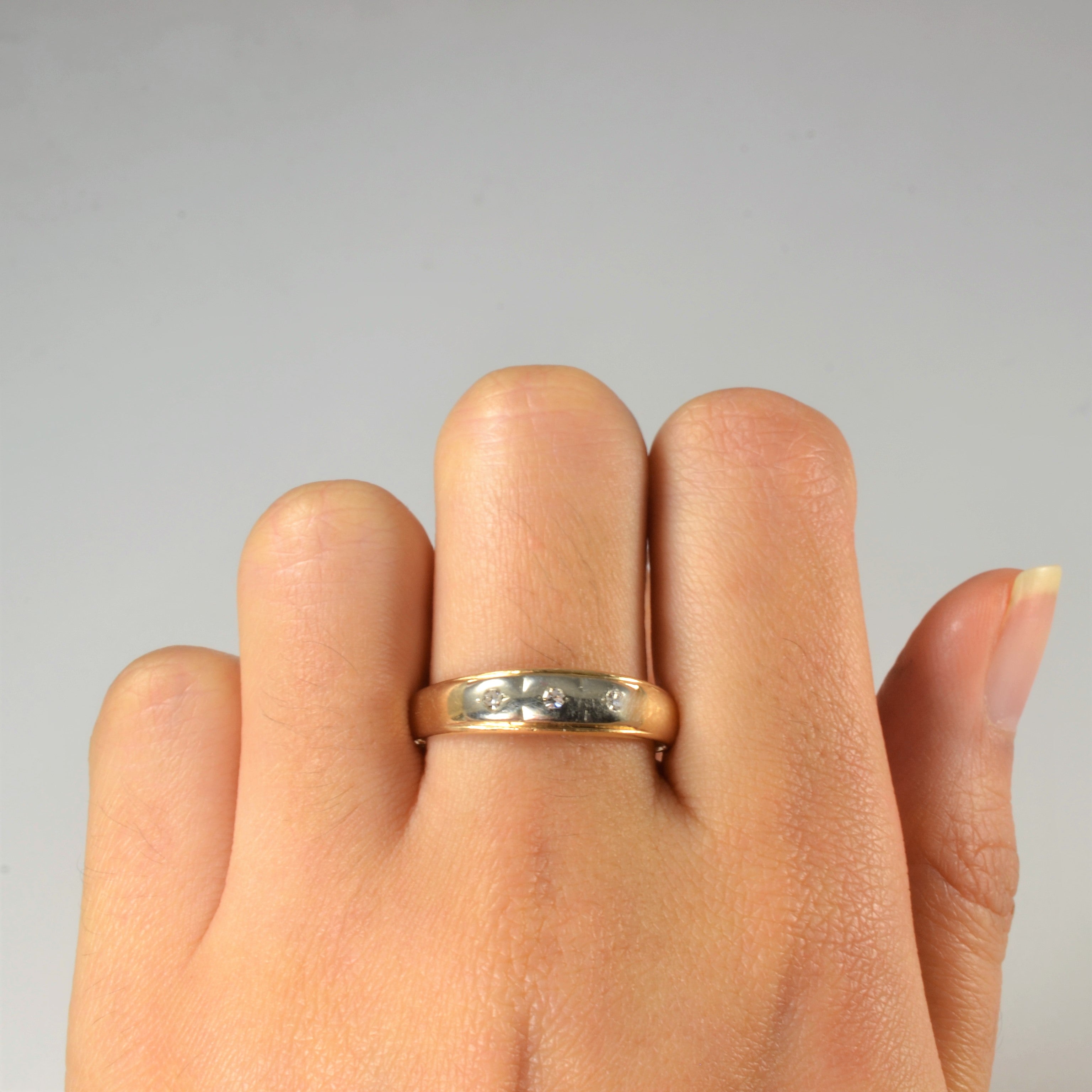 Flush Set Three Stone Diamond Band | 0.06ctw | SZ 11 |