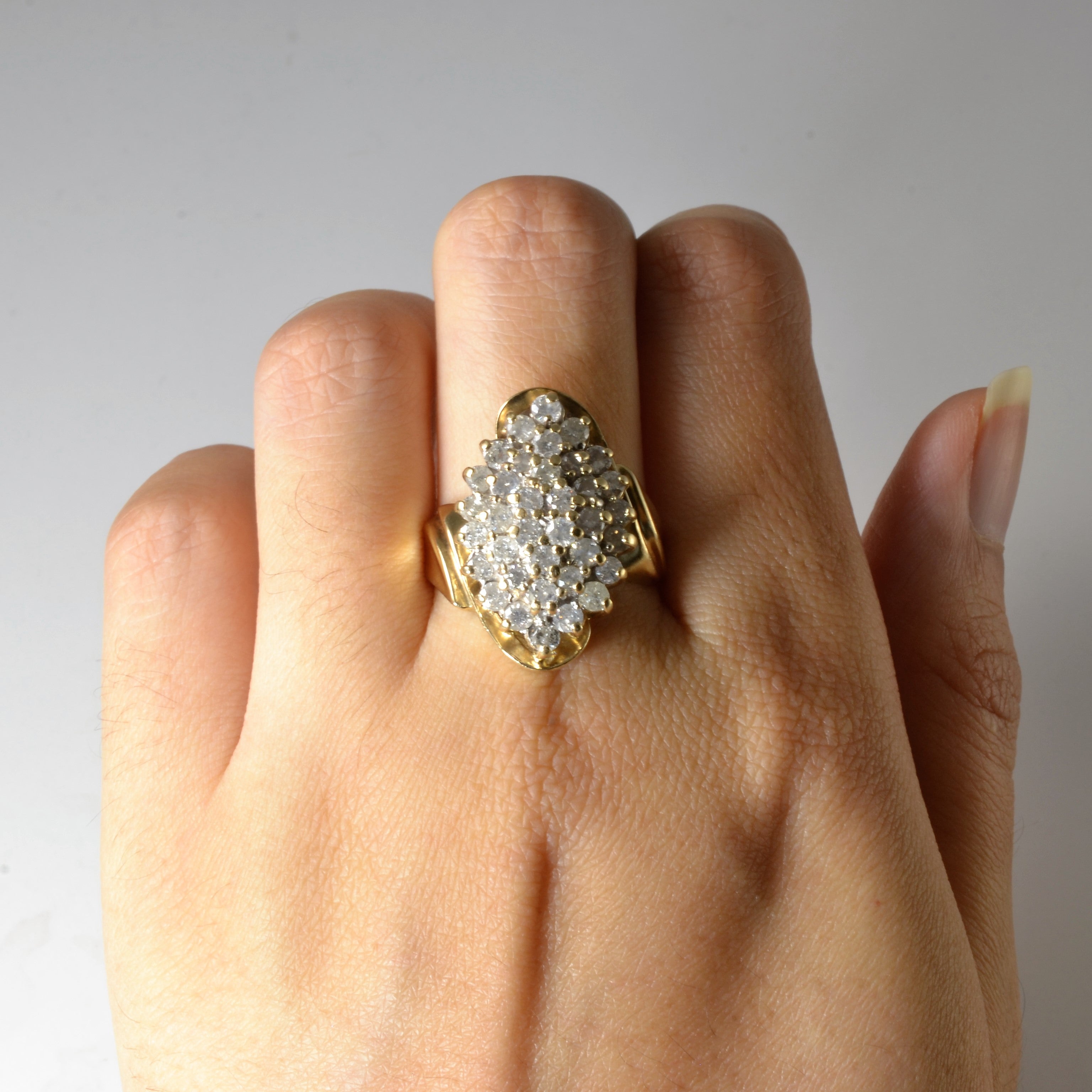 Marquise Shaped Diamond Bypass Cluster Ring | 2.00ctw | SZ 9.25 |