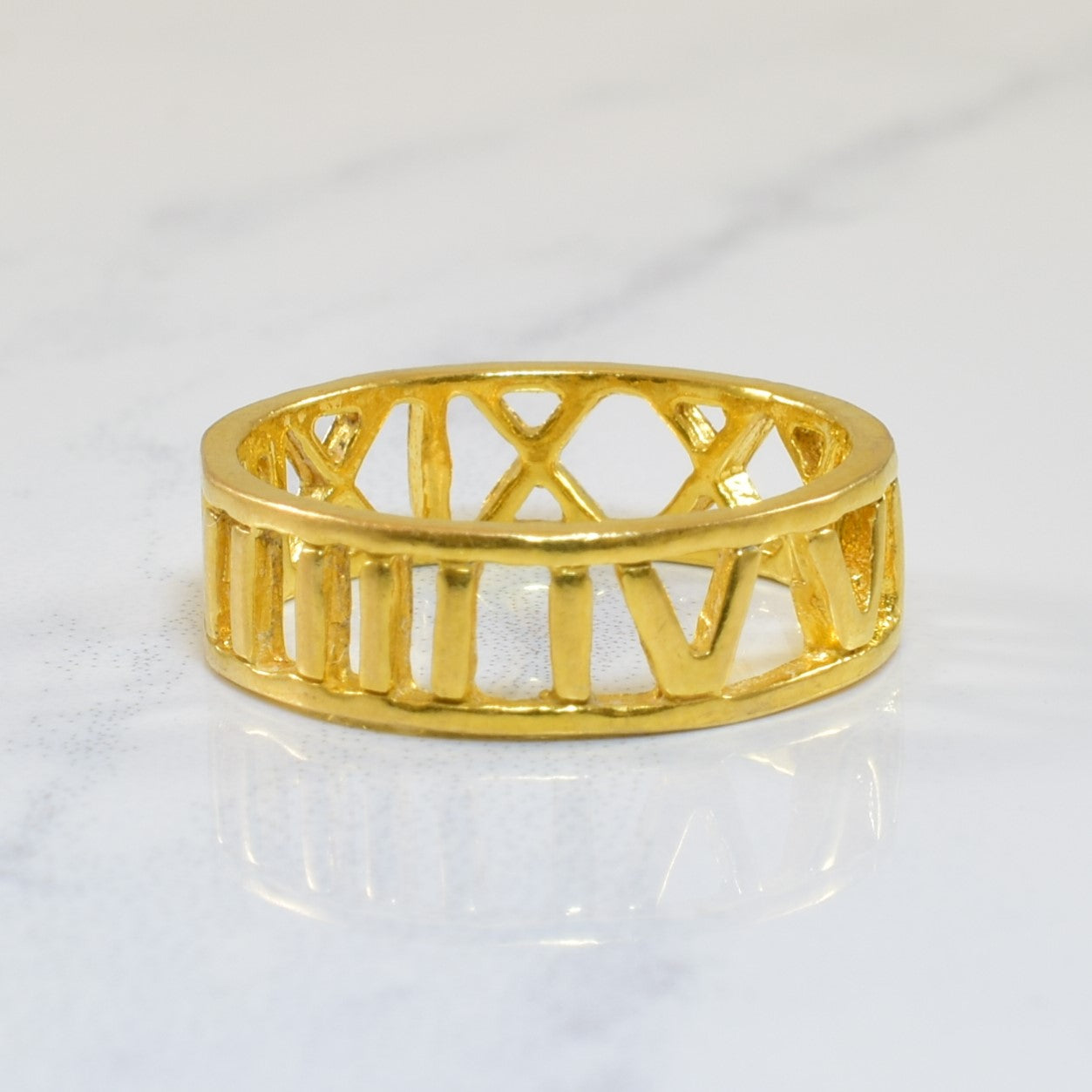 22k Yellow Gold Roman Numeral Ring | SZ 4 |