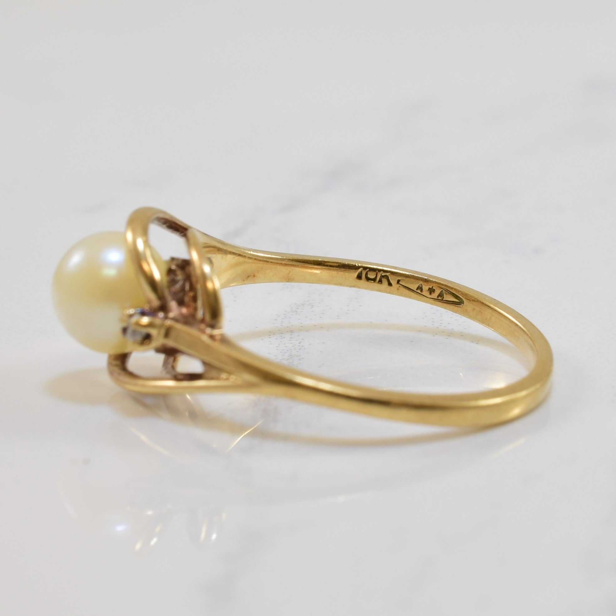 Pearl & Diamond Bypass Ring | 1.38ct, 0.03ctw | SZ 6.25 |