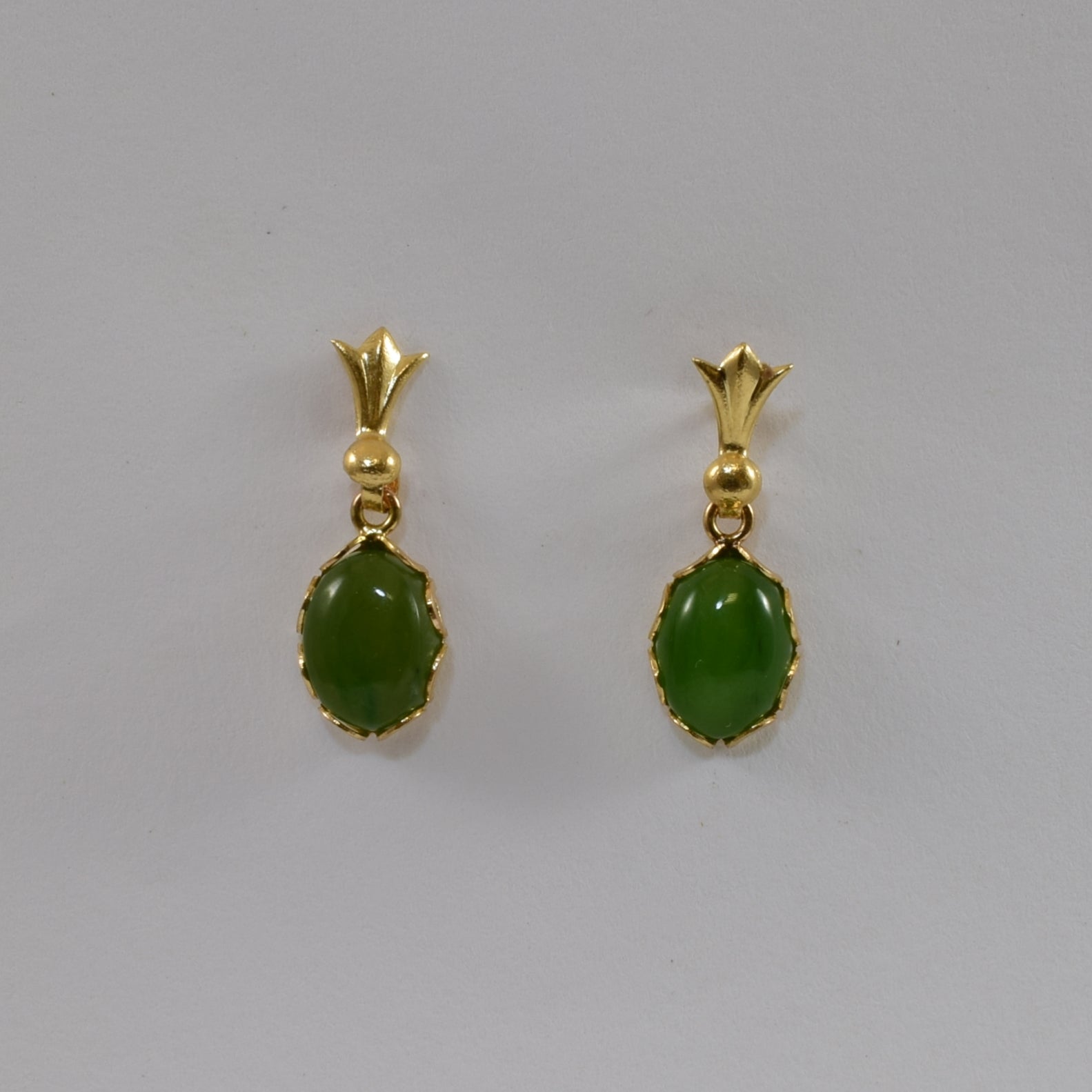 Oval Nephrite Drop Stud Earrings | 2.00ctw |