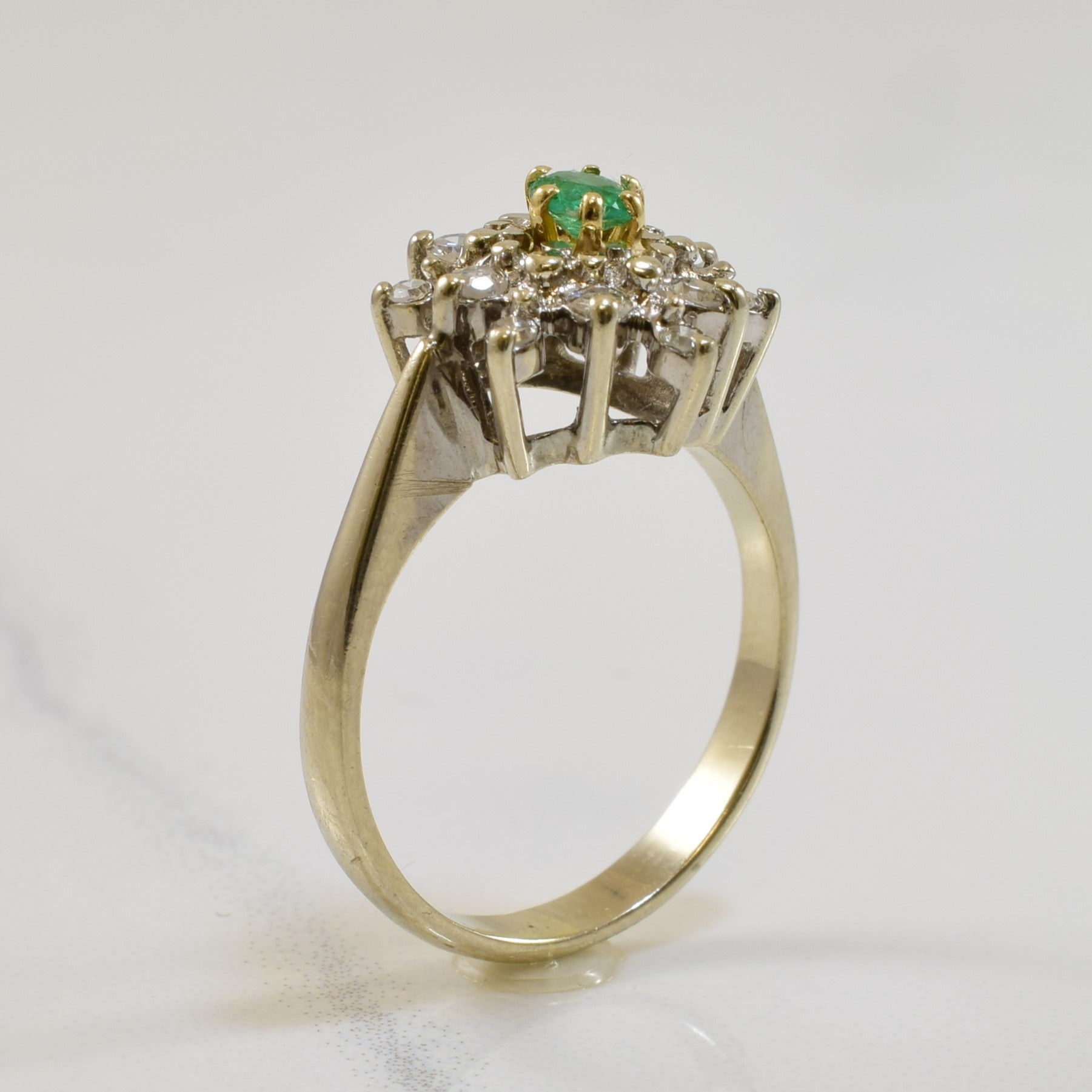 Emerald & Diamond Cluster Ring | 0.24ctw, 0.15ct | SZ 4.75 |