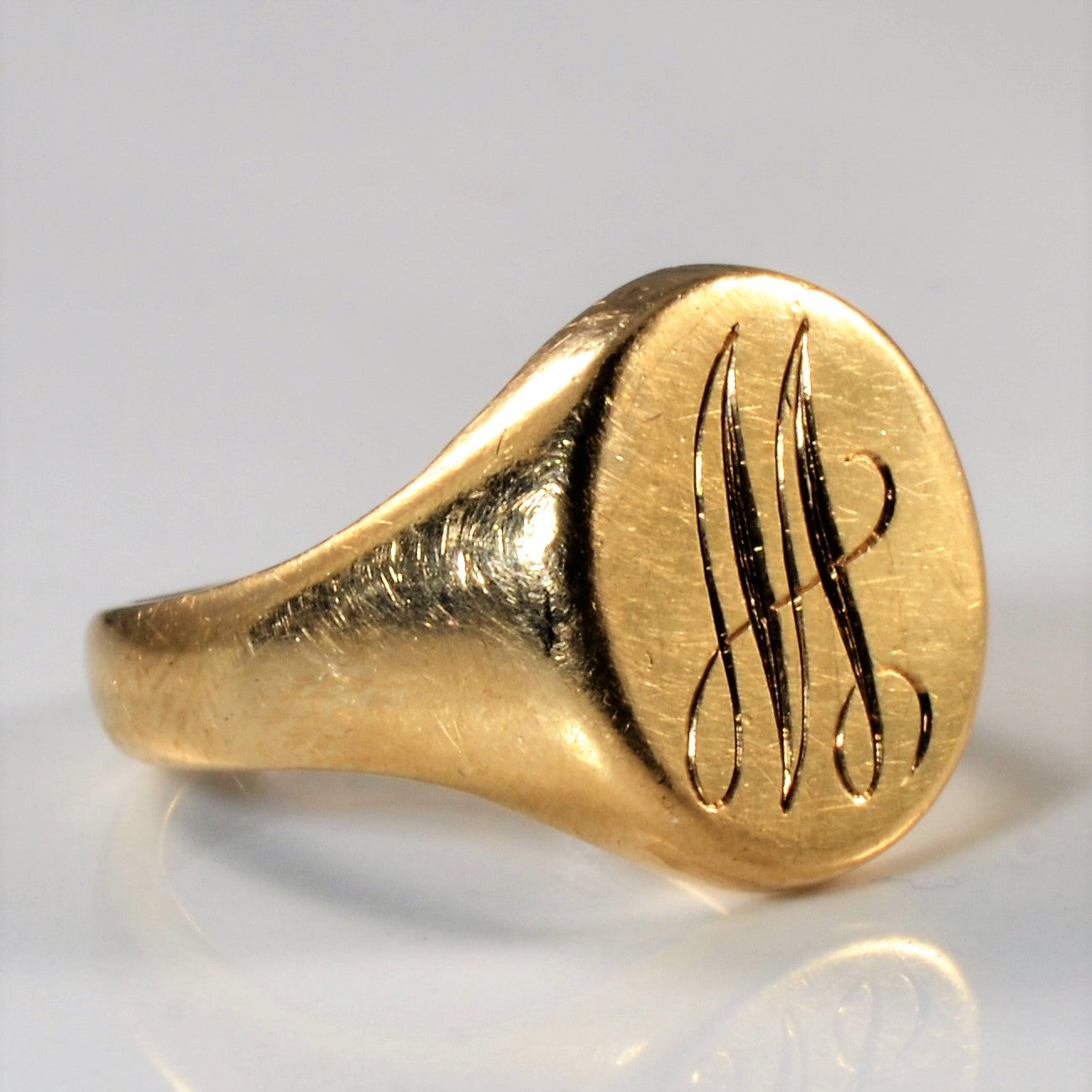 Yellow Gold Initial 'M' Signet Ring | SZ 6.5 |