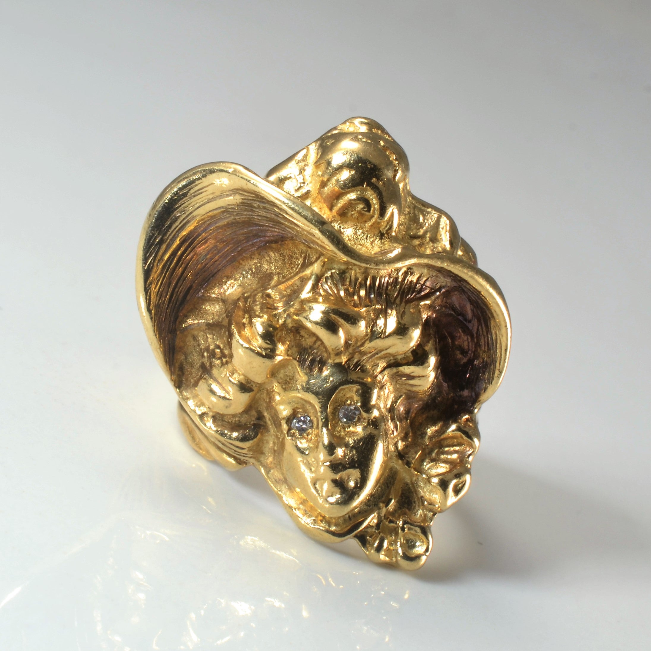 Yellow Gold & Diamond Witch Ring | 0.01ctw | SZ 6 |