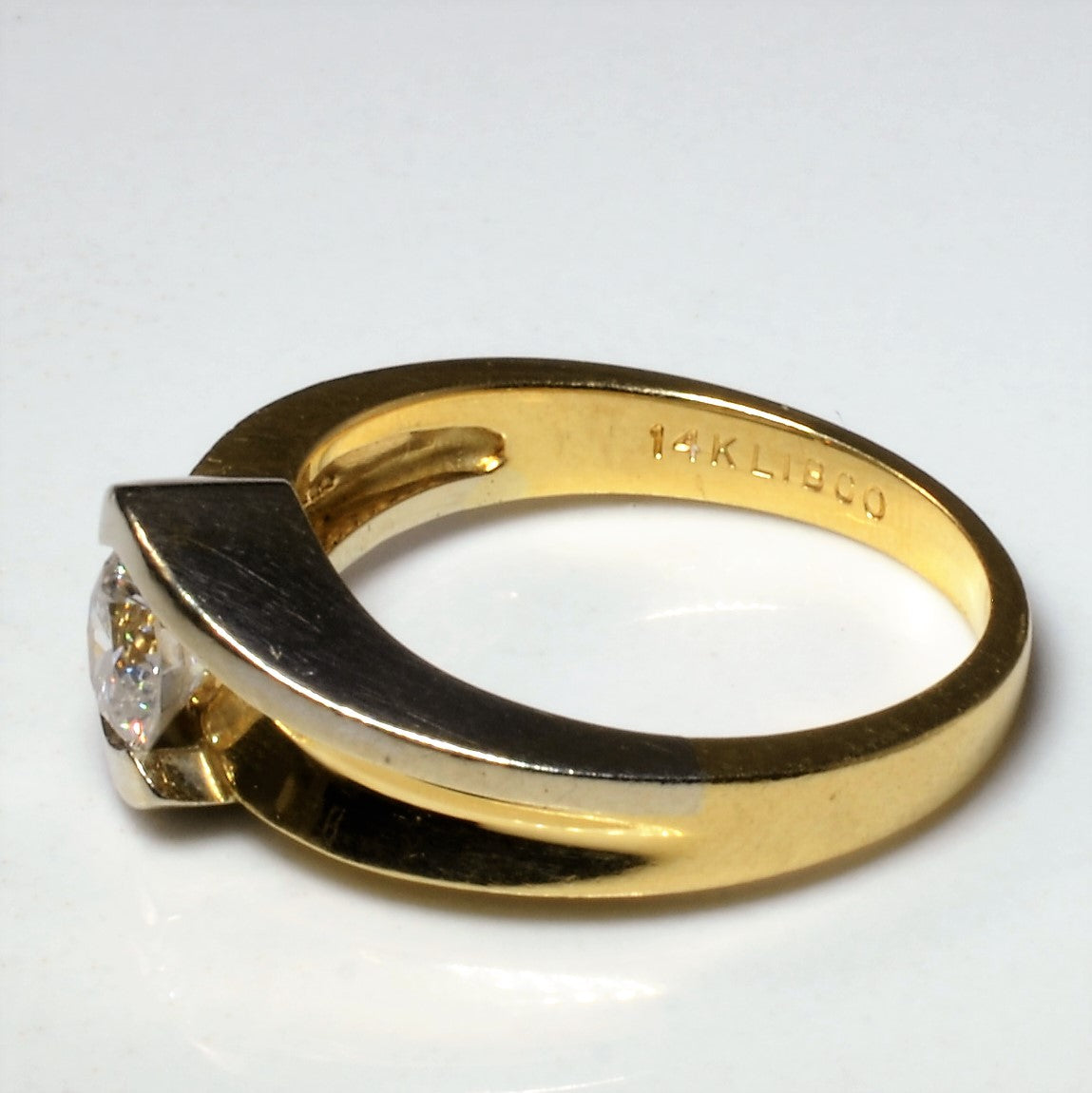 Two Tone Bypass Semi Bezel Diamond Ring | 0.49ct | SZ 5.75 |