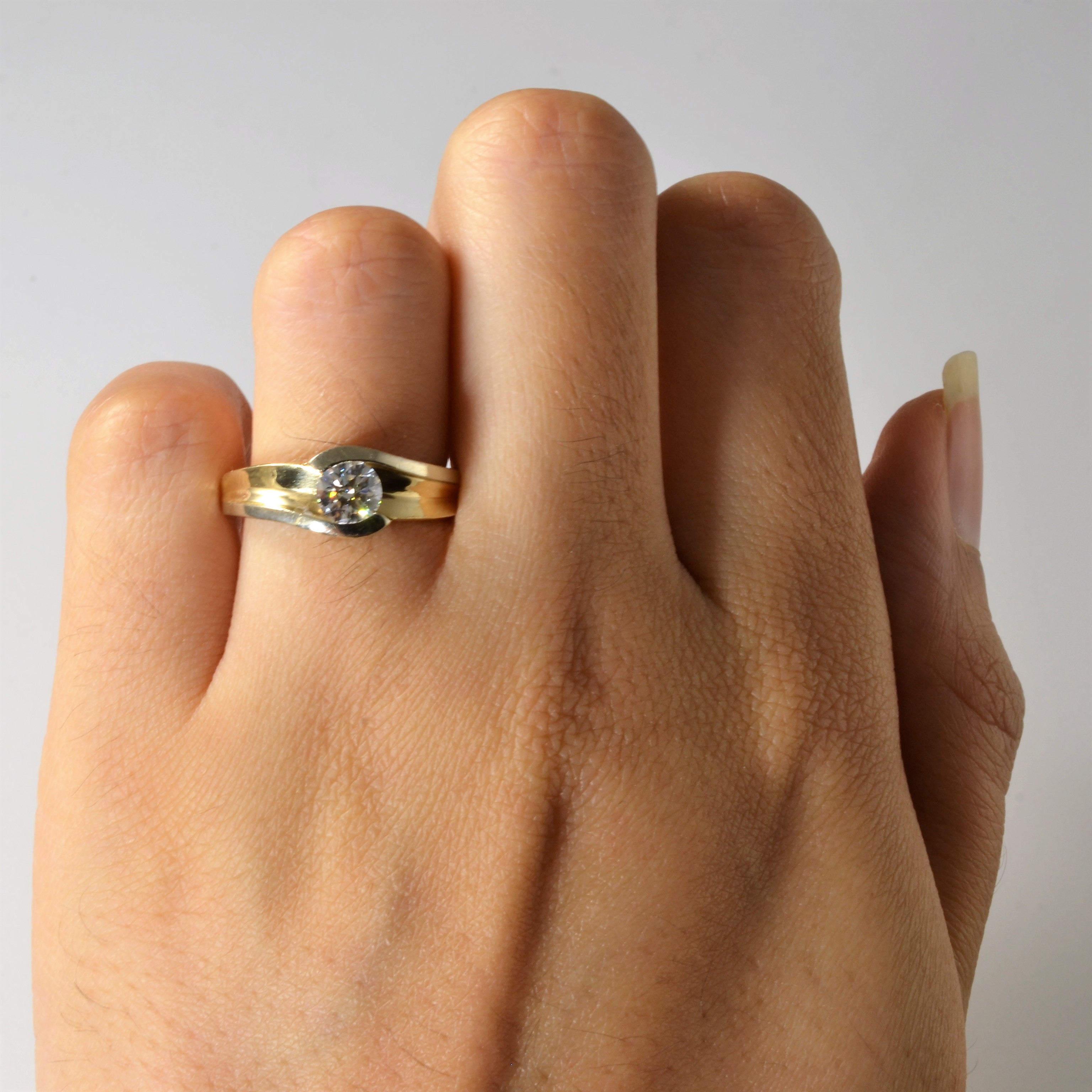 Two Tone Bypass Semi Bezel Diamond Ring | 0.49ct | SZ 5.75 |