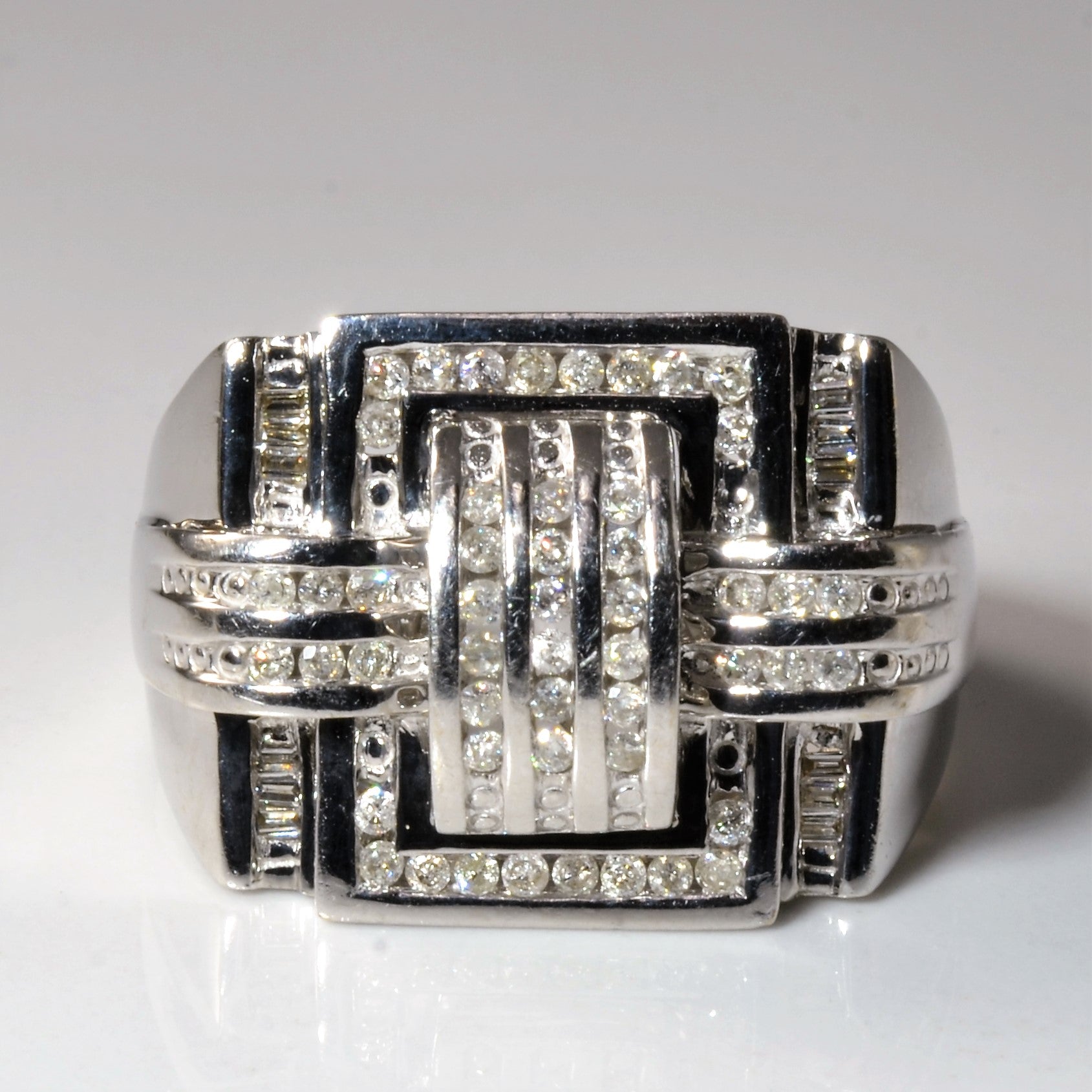 Bague nœud carré en grille de diamants | 0,56 ct | Taille 11,75 |