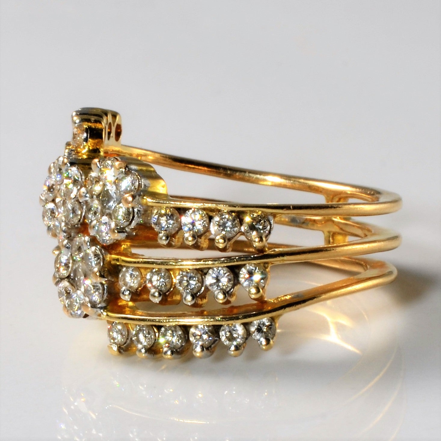 Diamond Cluster Multi Row Bypass Ring | 0.72ctw | SZ 7 |