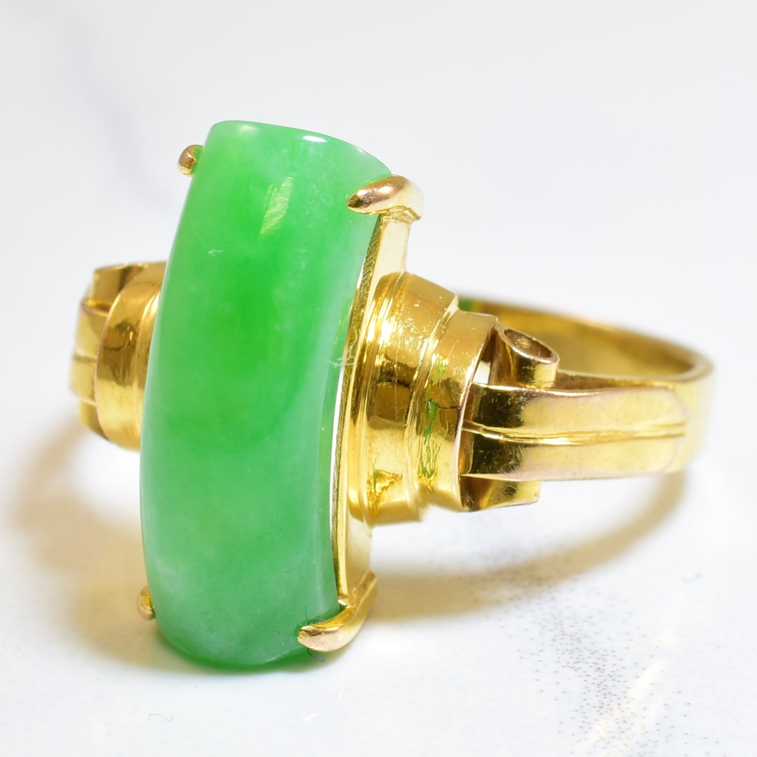 Curved Jadeite Cabochon Ring | 2.50ct | SZ 4.5 |