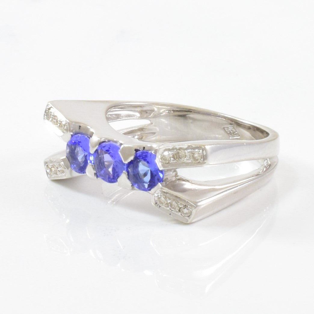 Tanzanite & Diamond Split Shank Ring | 0.05ctw, 0.96ctw | SZ 5.75 |