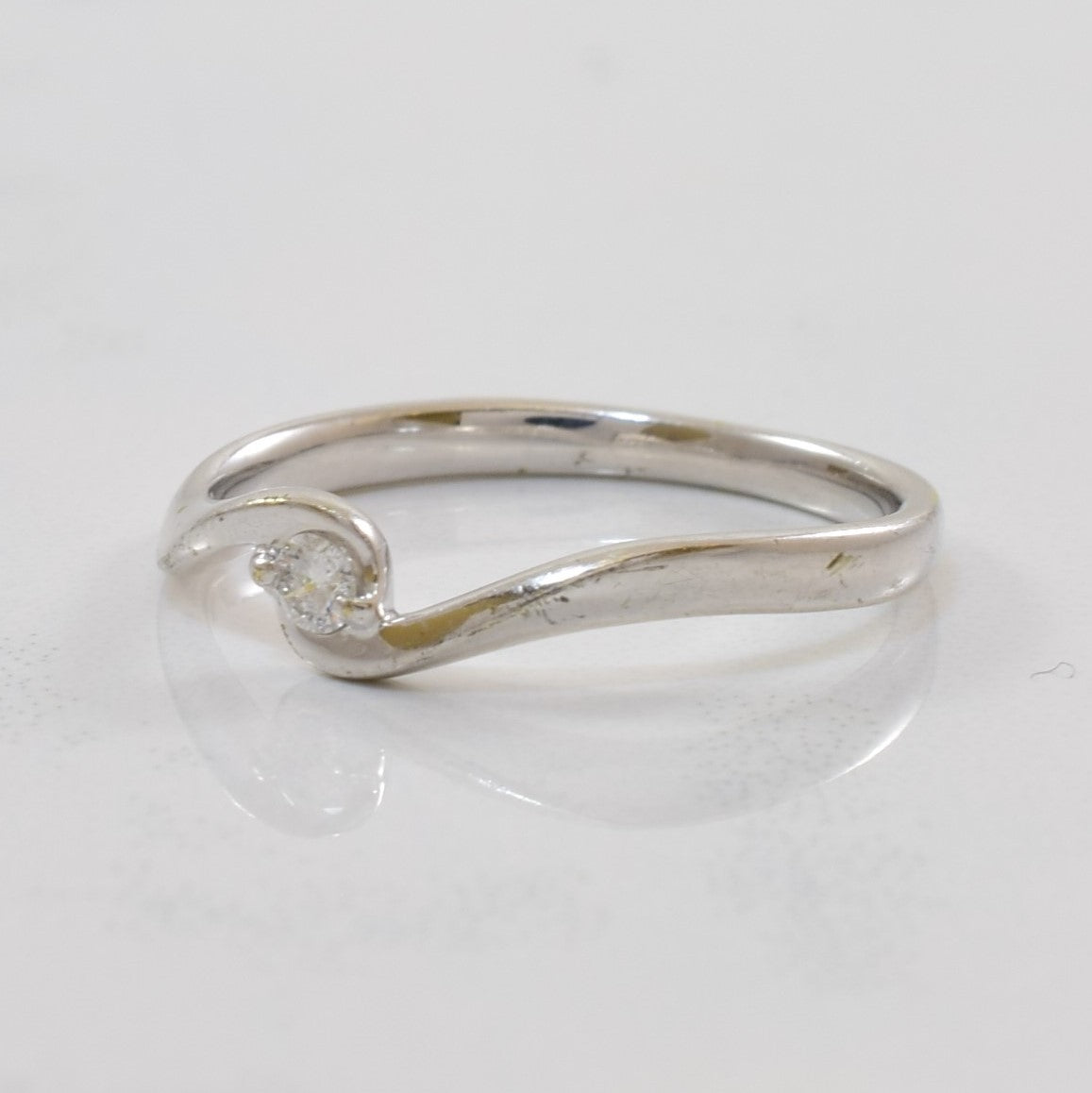 Petite Solitaire Diamond Bypass Ring | 0.05ct | SZ 5 |