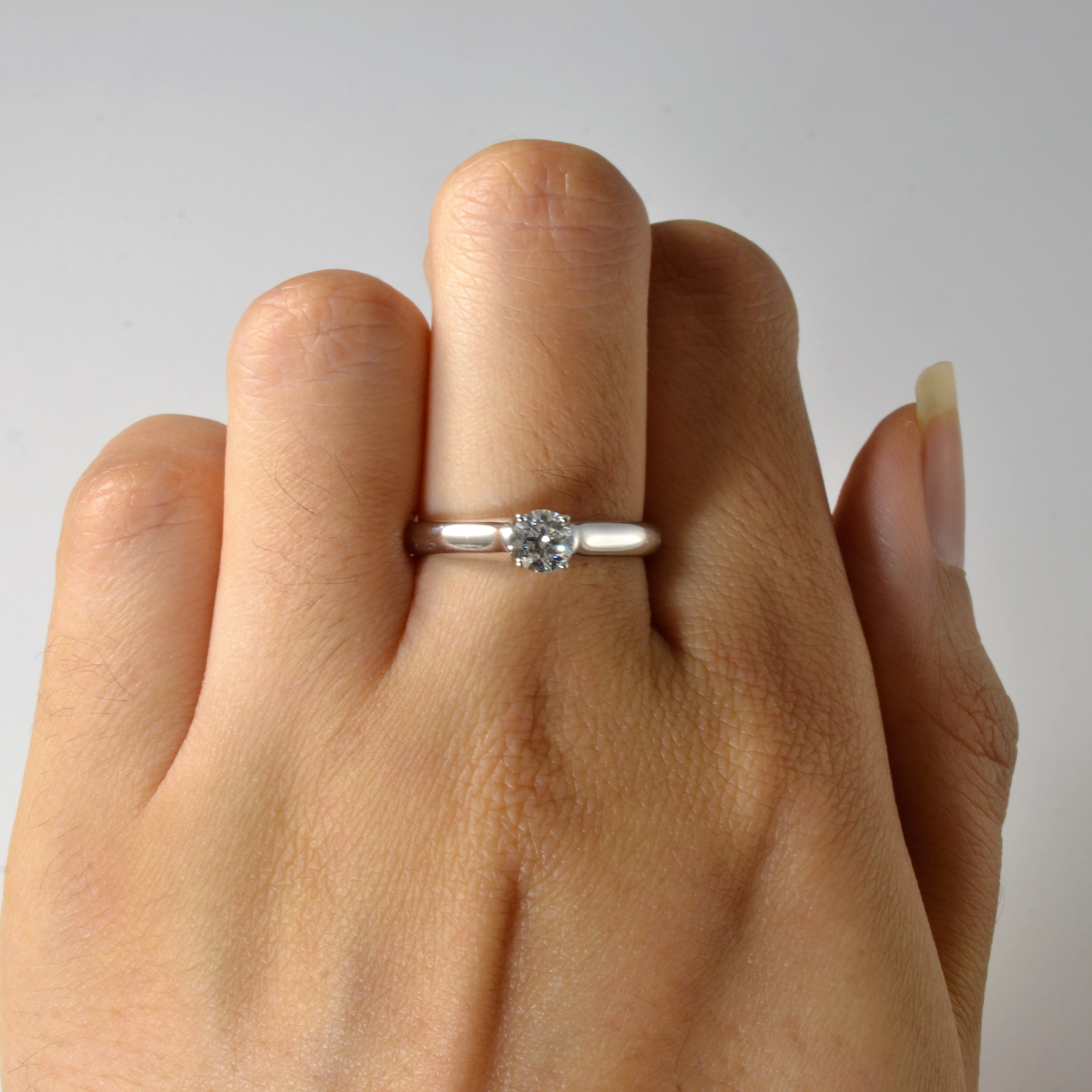 White Gold Solitaire Diamond Engagement Ring | 0.38ct | SZ 6.75 |