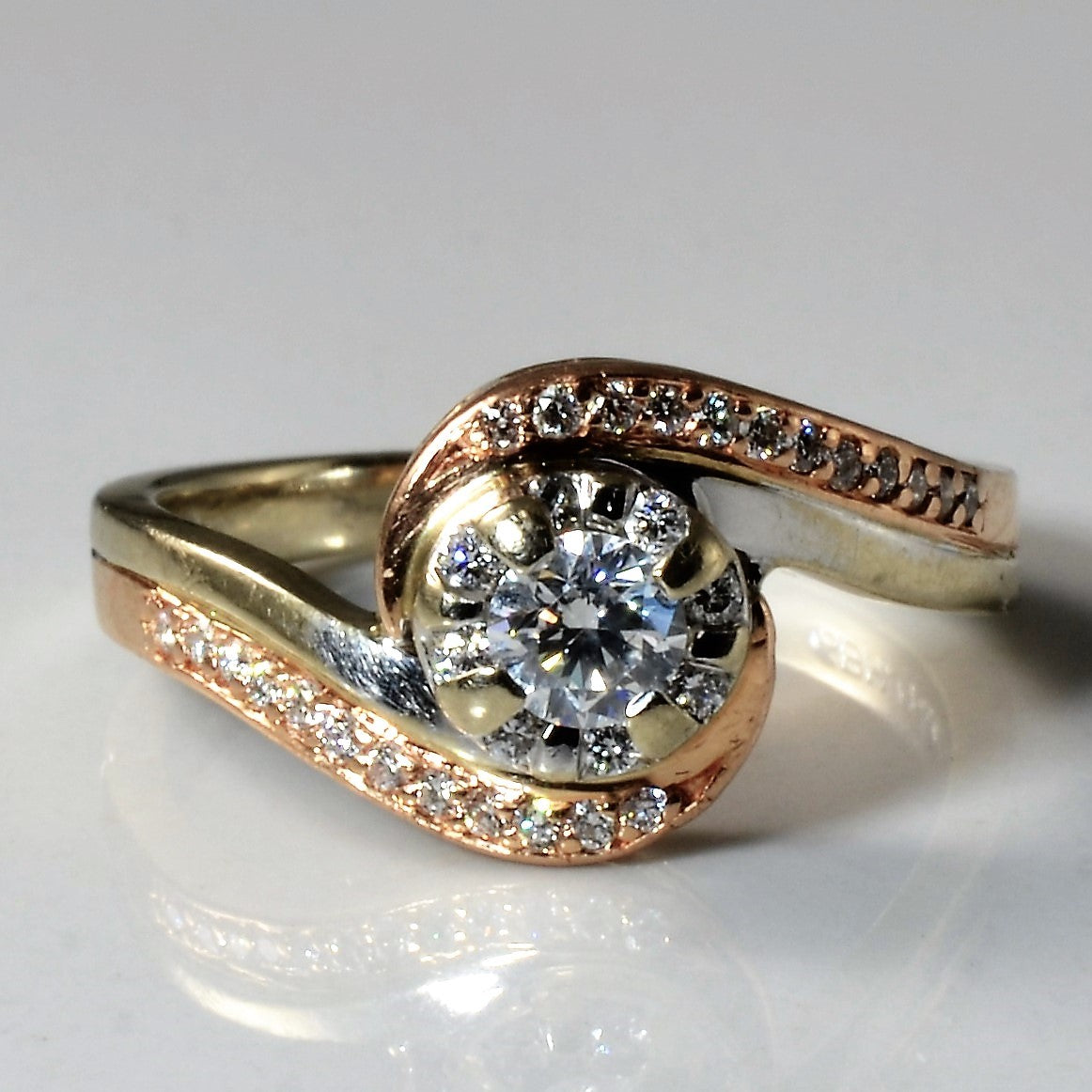 Two Tone Bypass Diamond Ring | 0.39ctw | SZ 6.5 |