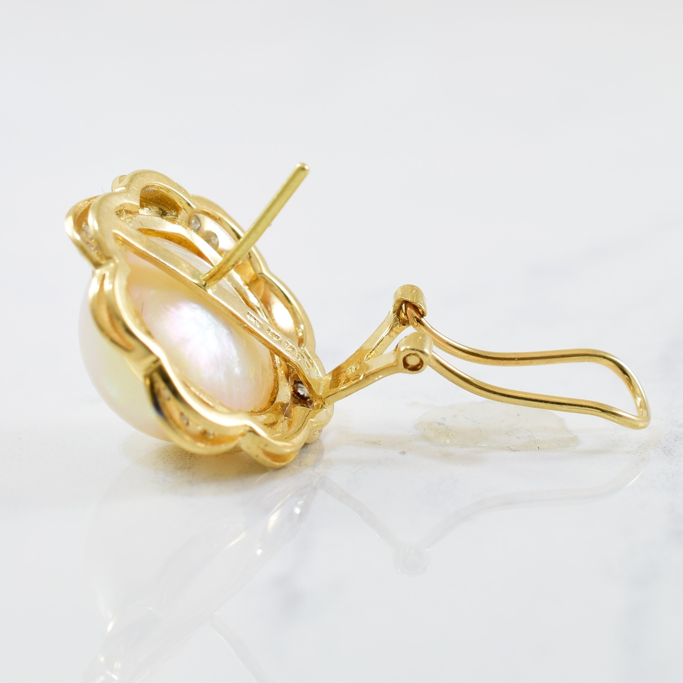 Mabe Pearl & Diamond Stud Earrings | 0.16ctw, 28.00ctw |