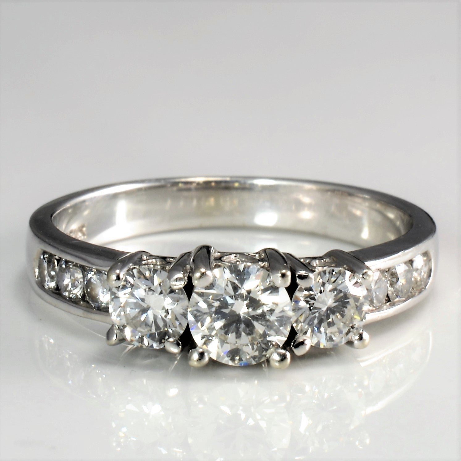 Three Stone Diamond with Accents Engagement Ring | 1.00 ctw, SZ 7 |