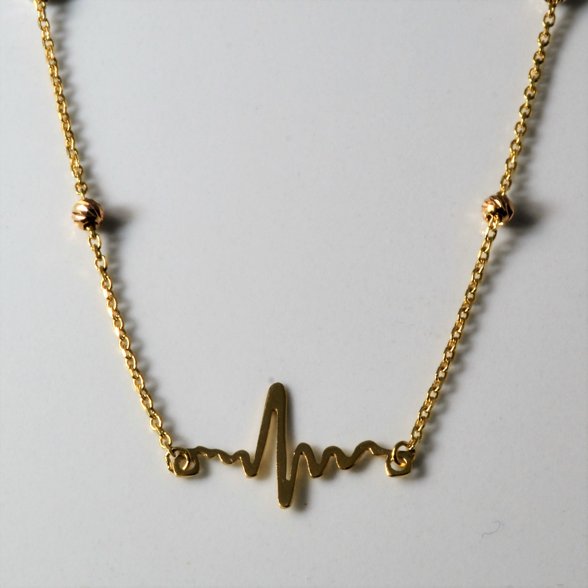 Yellow Gold Heart Beat Necklace | 18"|