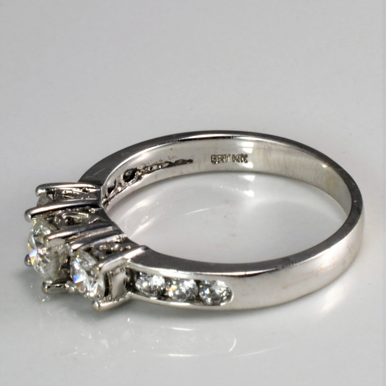 Three Stone Diamond with Accents Engagement Ring | 1.00 ctw, SZ 7 |