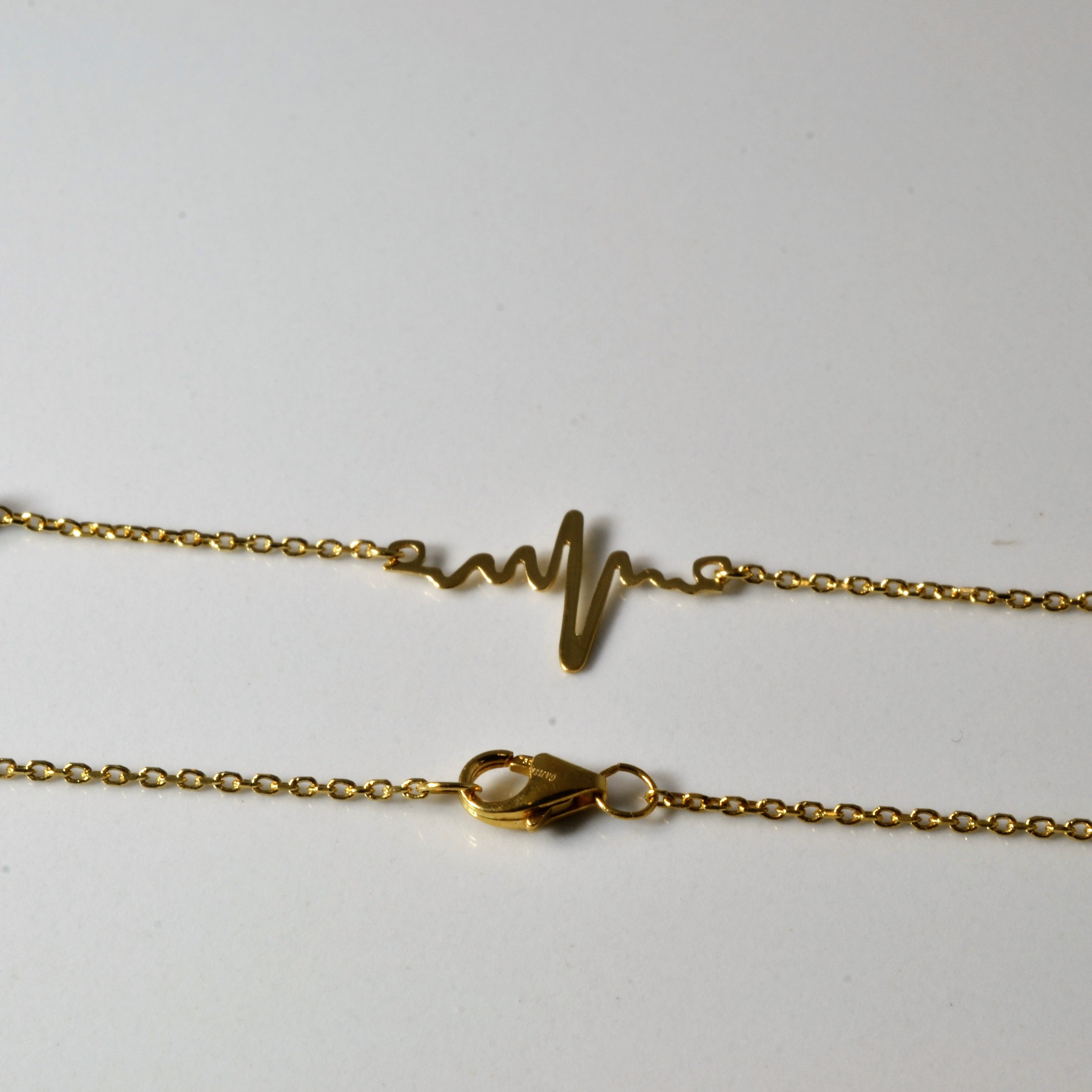 Yellow Gold Heart Beat Necklace | 18"|