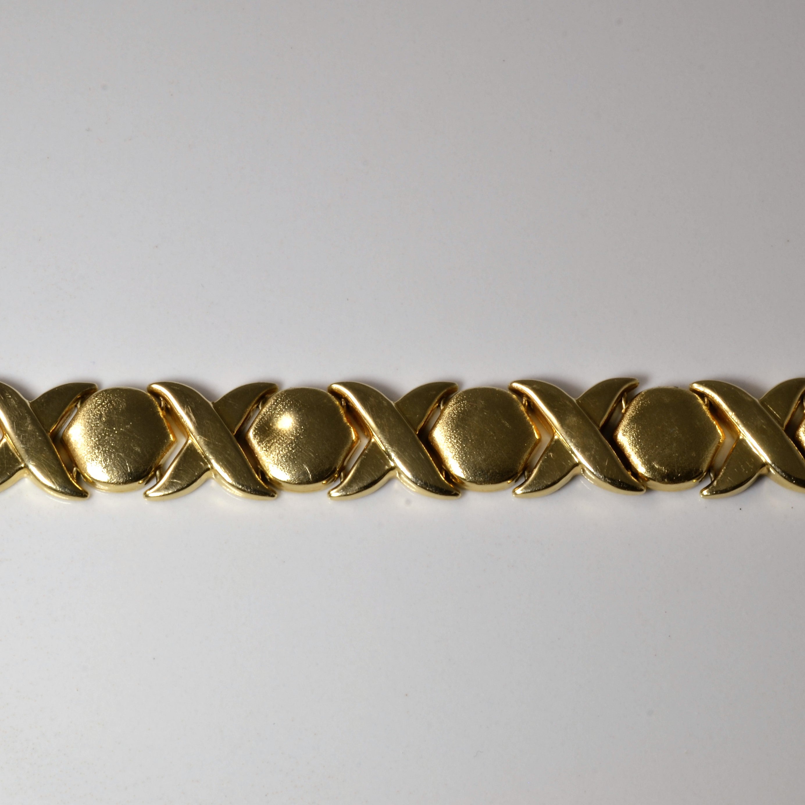 Yellow Gold XO Link Bracelet | 8" |