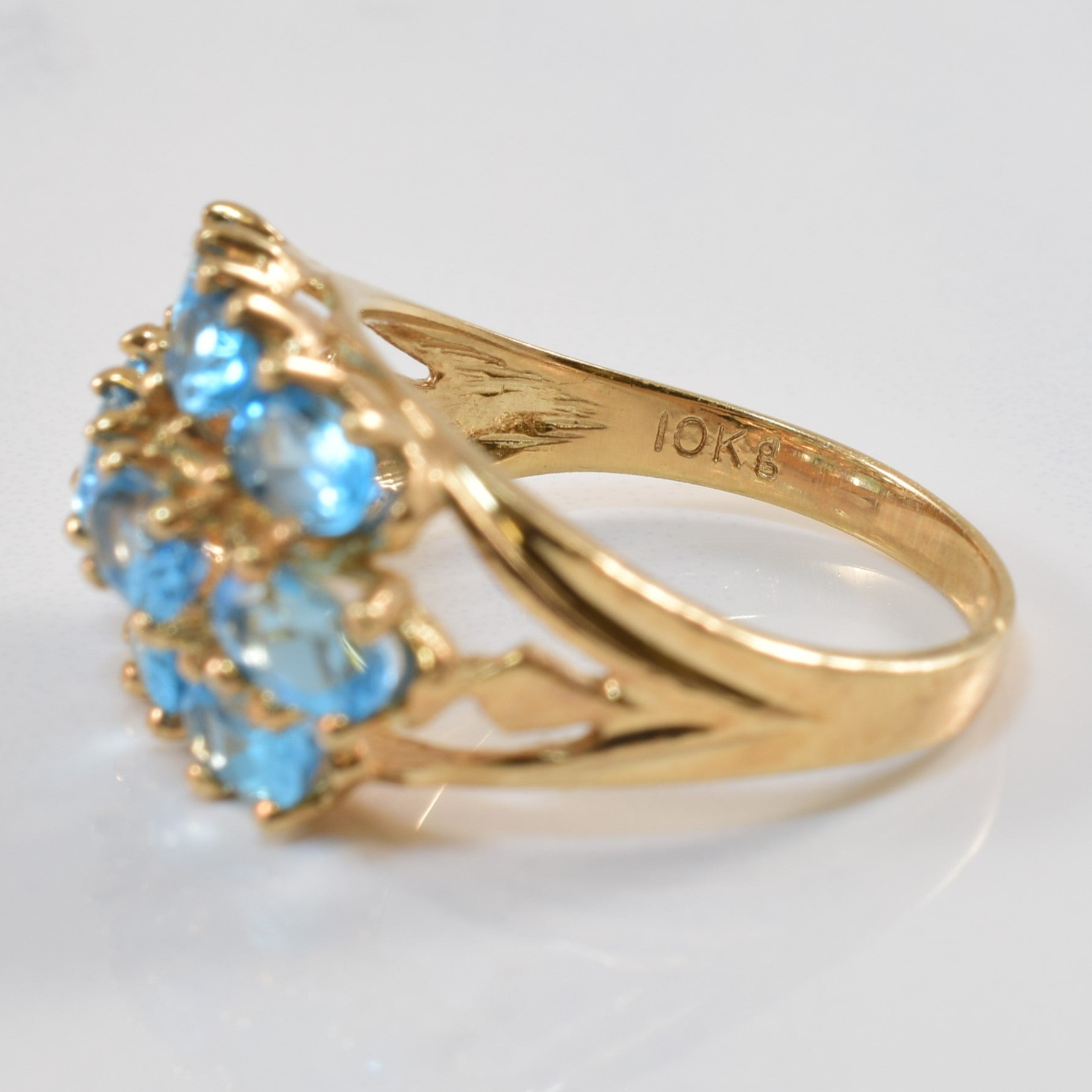 Blue Topaz Split Shank Cluster Ring | 2.30ctw | SZ 7 |