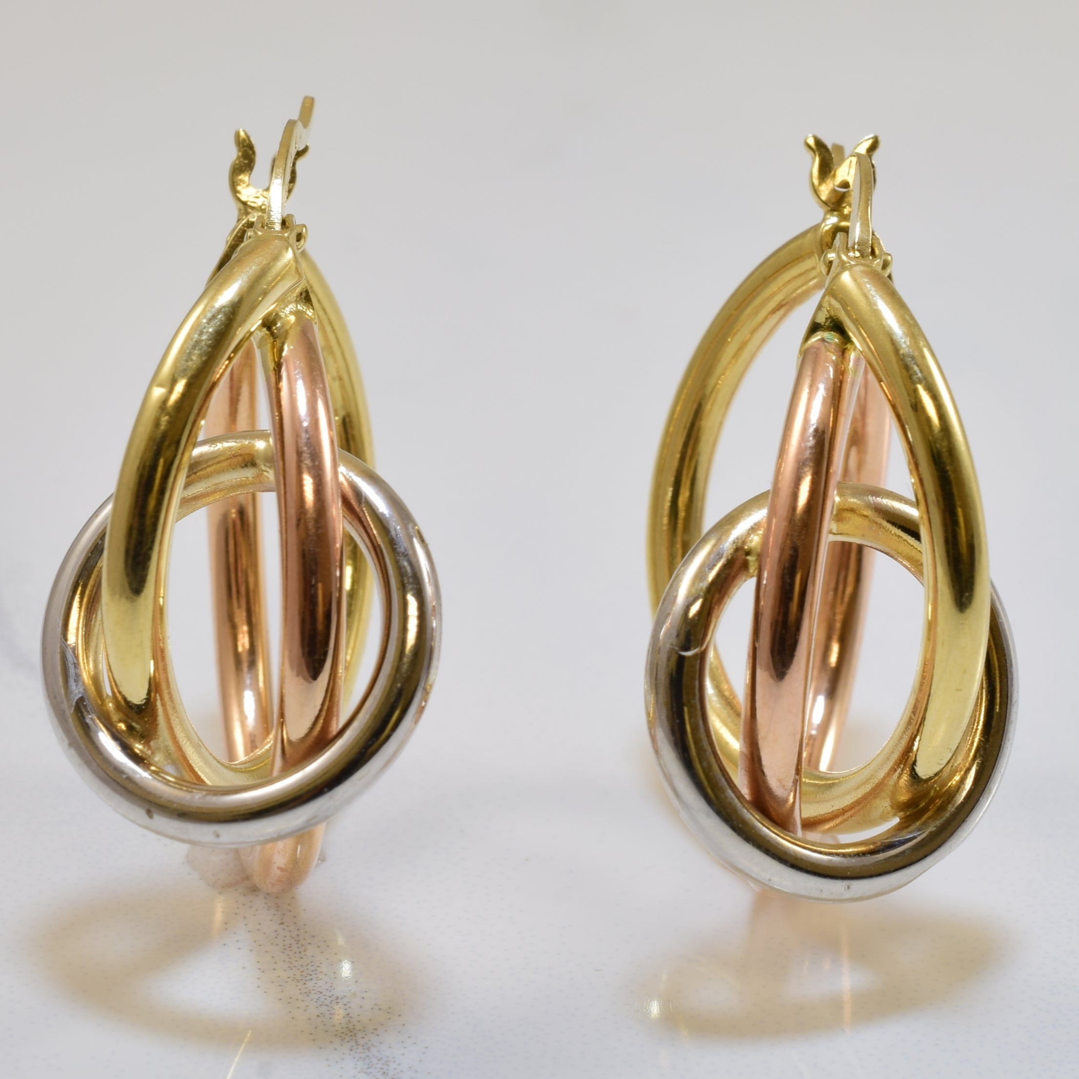 Abstract Tri Tone Hoop Earrings |