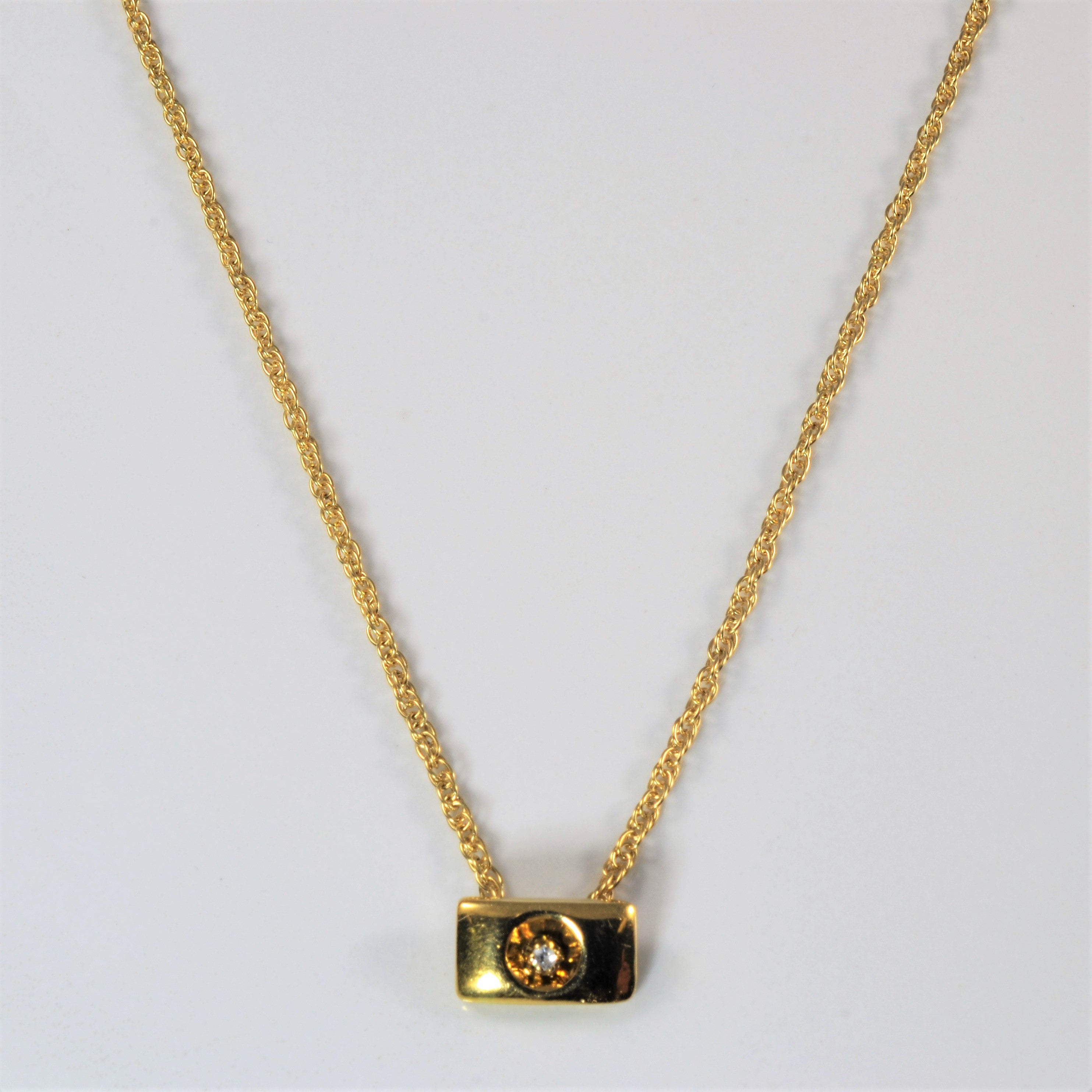 Horizontal Diamond Bar Necklace | 0.02ct | 14" |