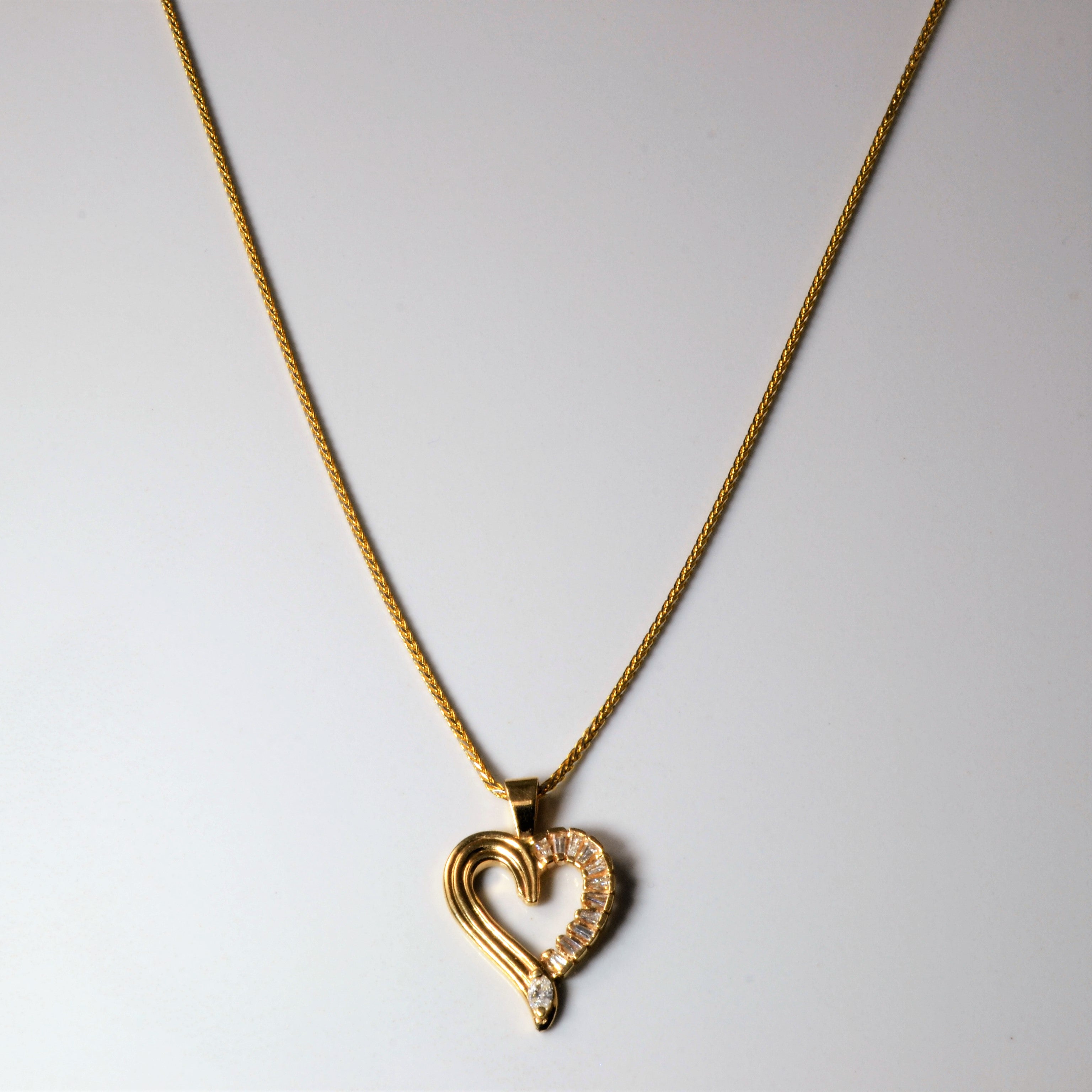 Mixed Cut Diamond Heart Necklace | 0.23ctw | 20"|