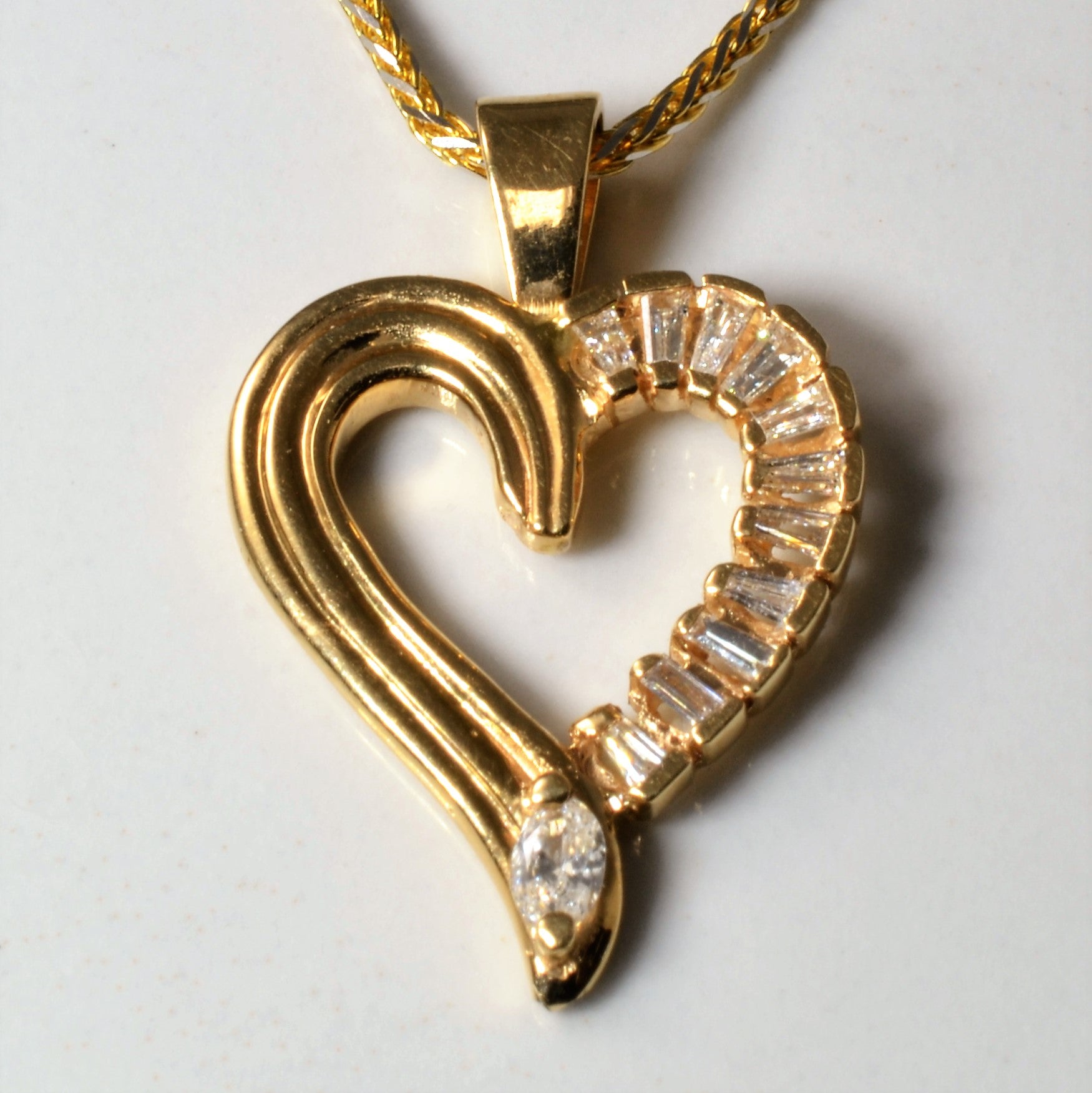 Mixed Cut Diamond Heart Necklace | 0.23ctw | 20"|
